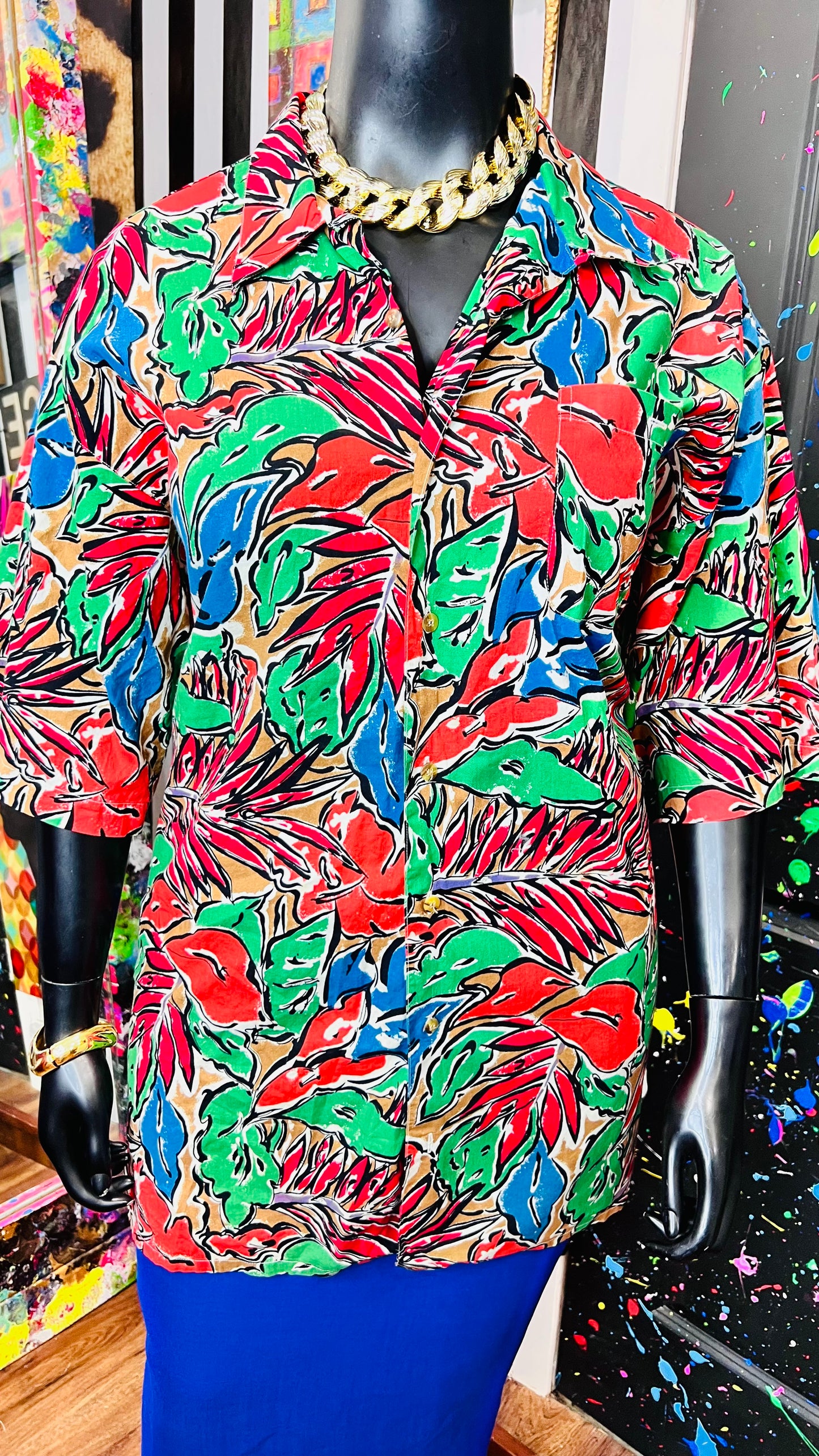 Vintage 80’s Bold Floral Blouse (22)
