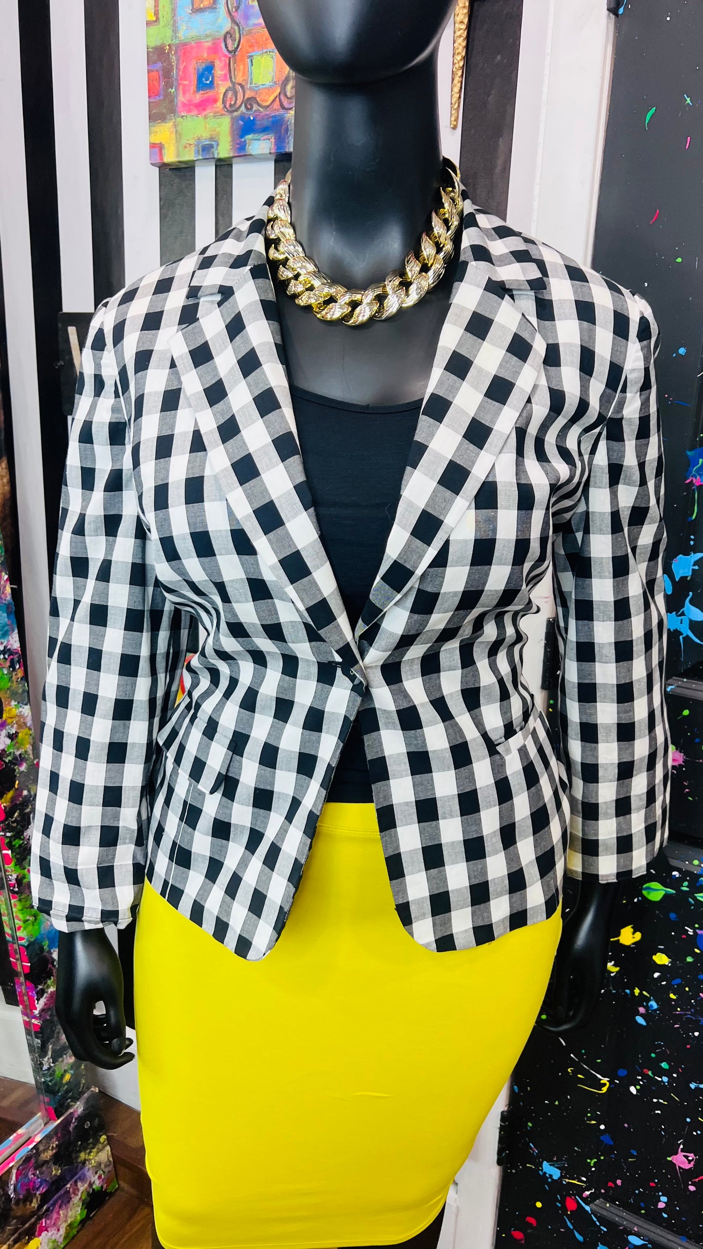 Vintage Checkered Black & White Blazer (18)