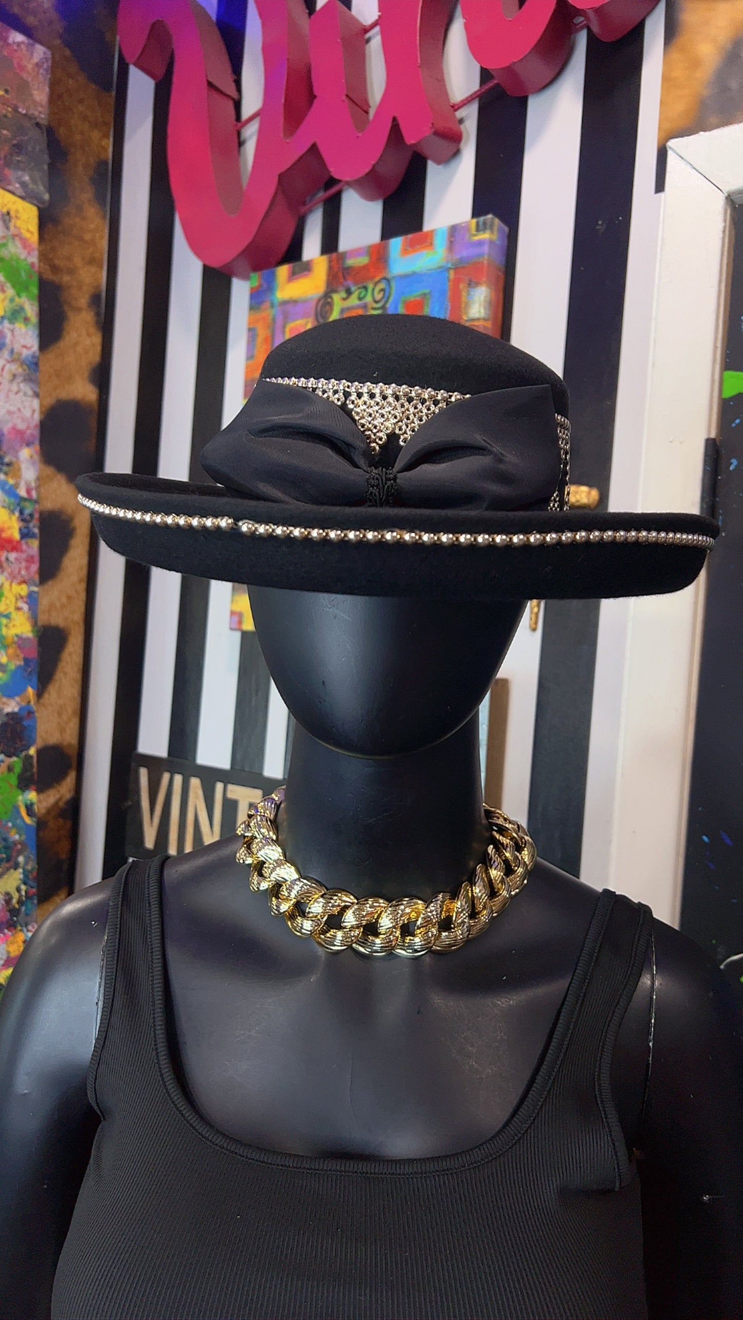 Vintage Silver & Black Hat