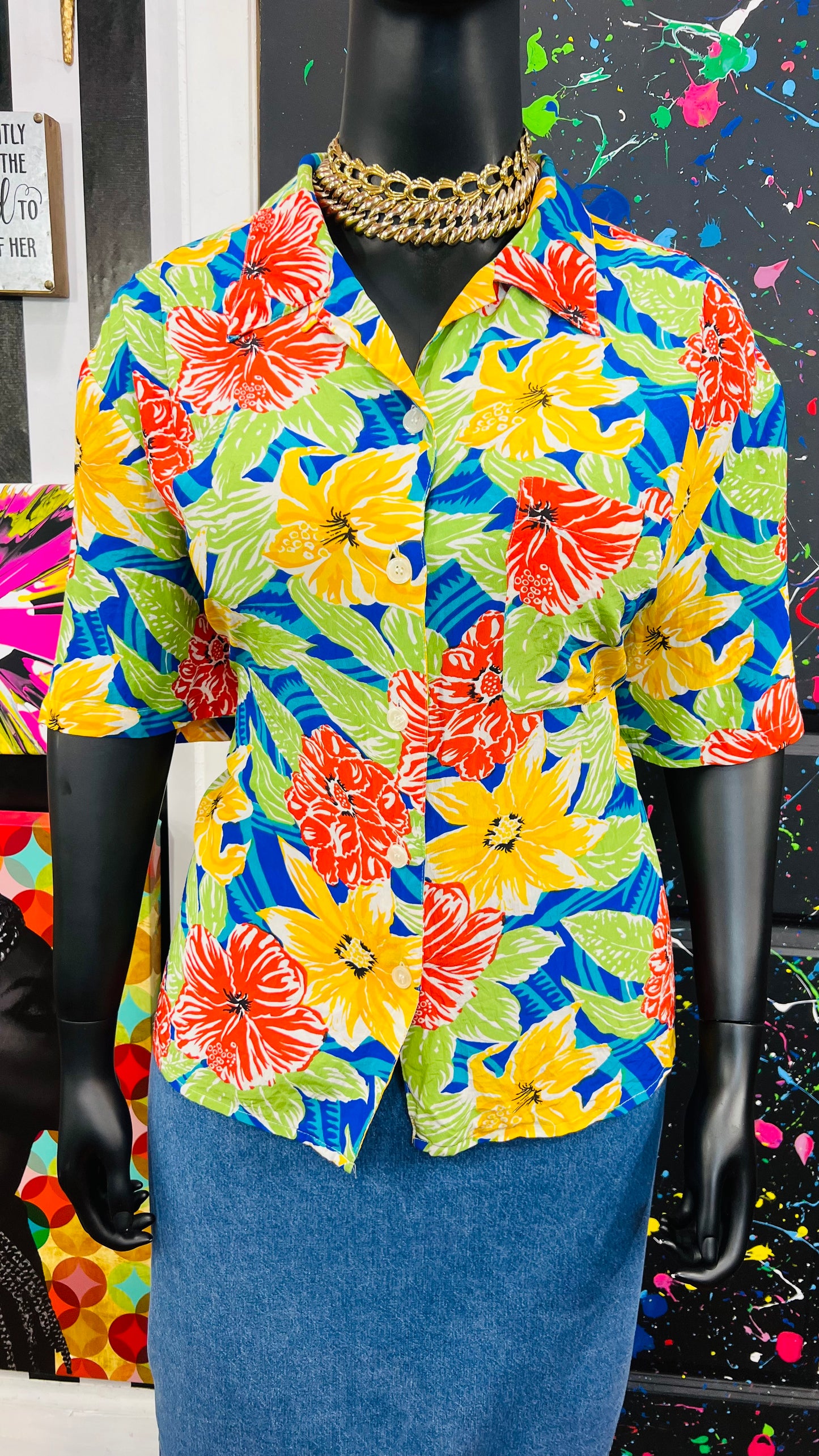 Vintage Silk Tropical Blouse (22)