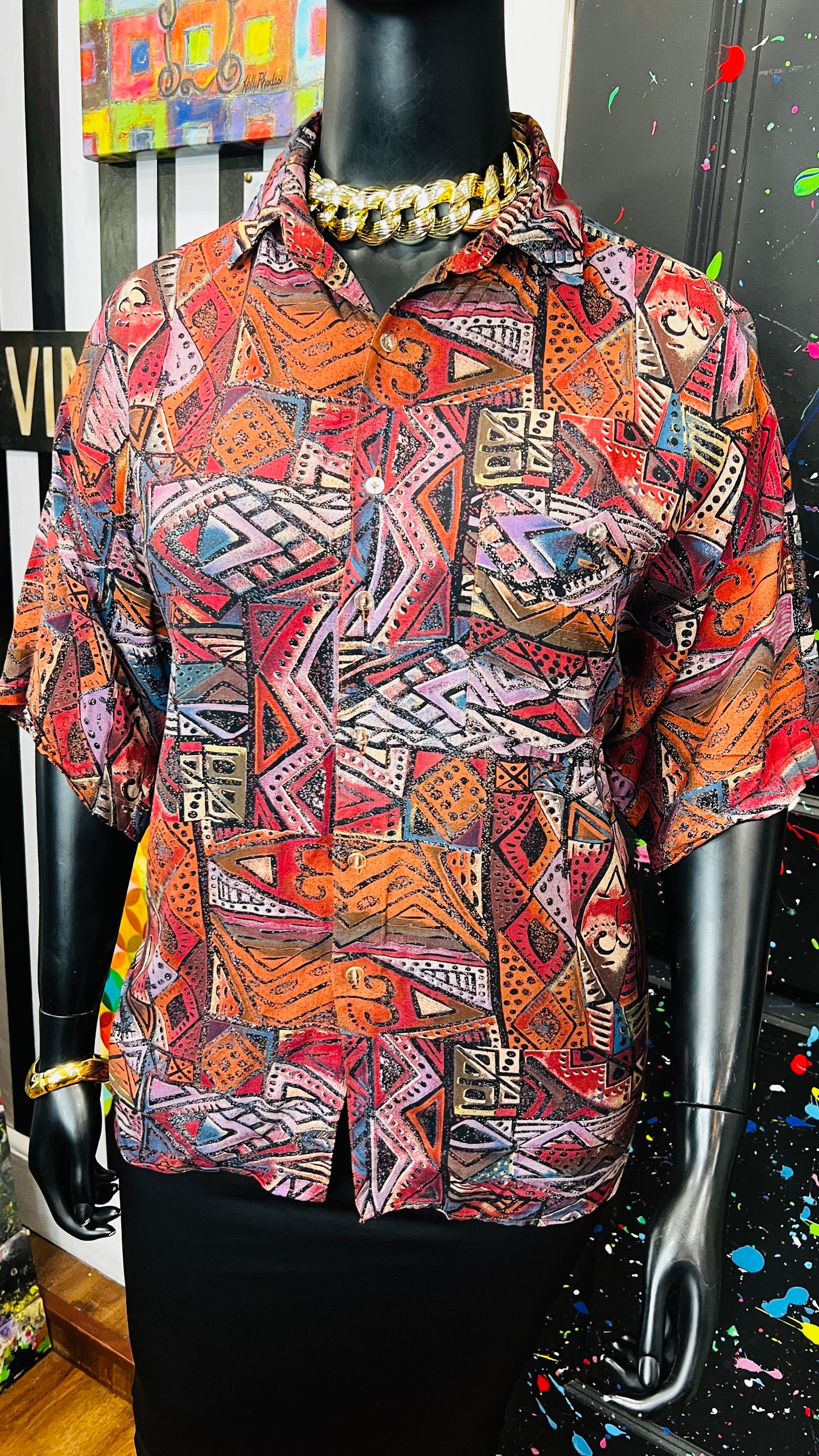Vintage Rayon Abstract Blouse (22)