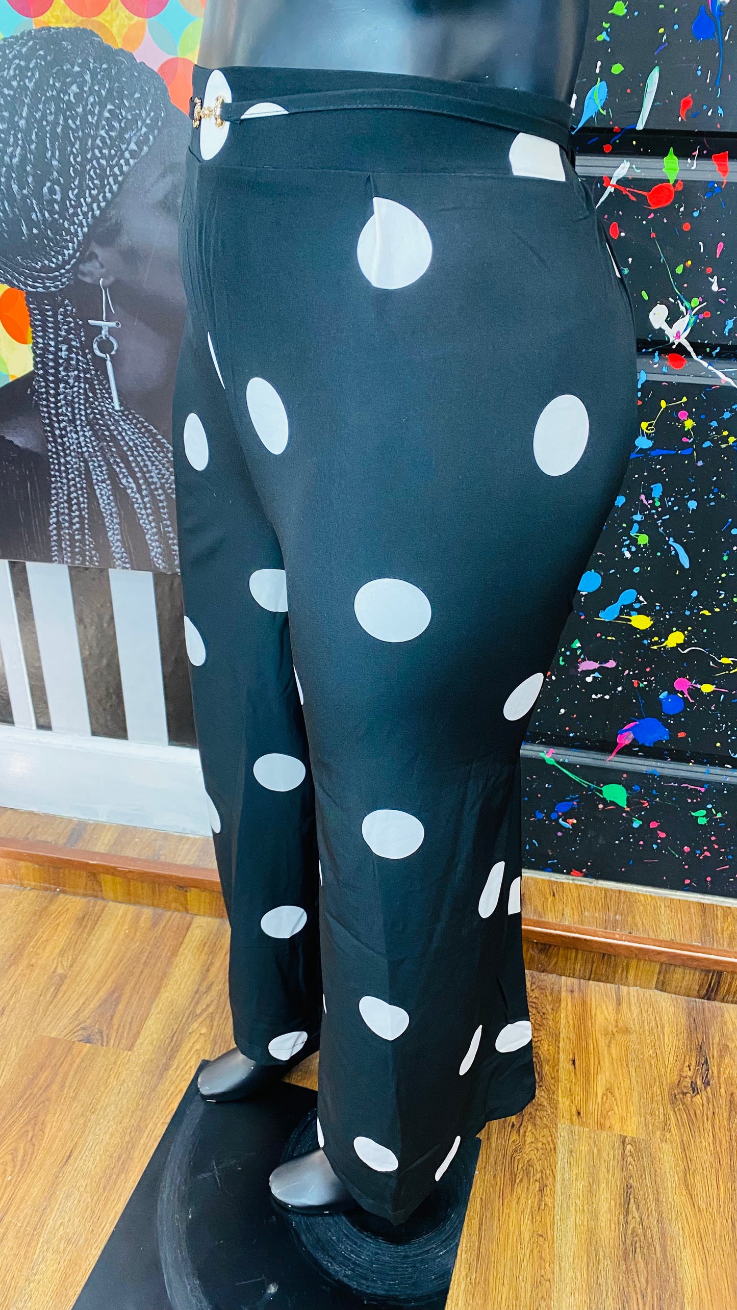 Black and White Polkadot Pants