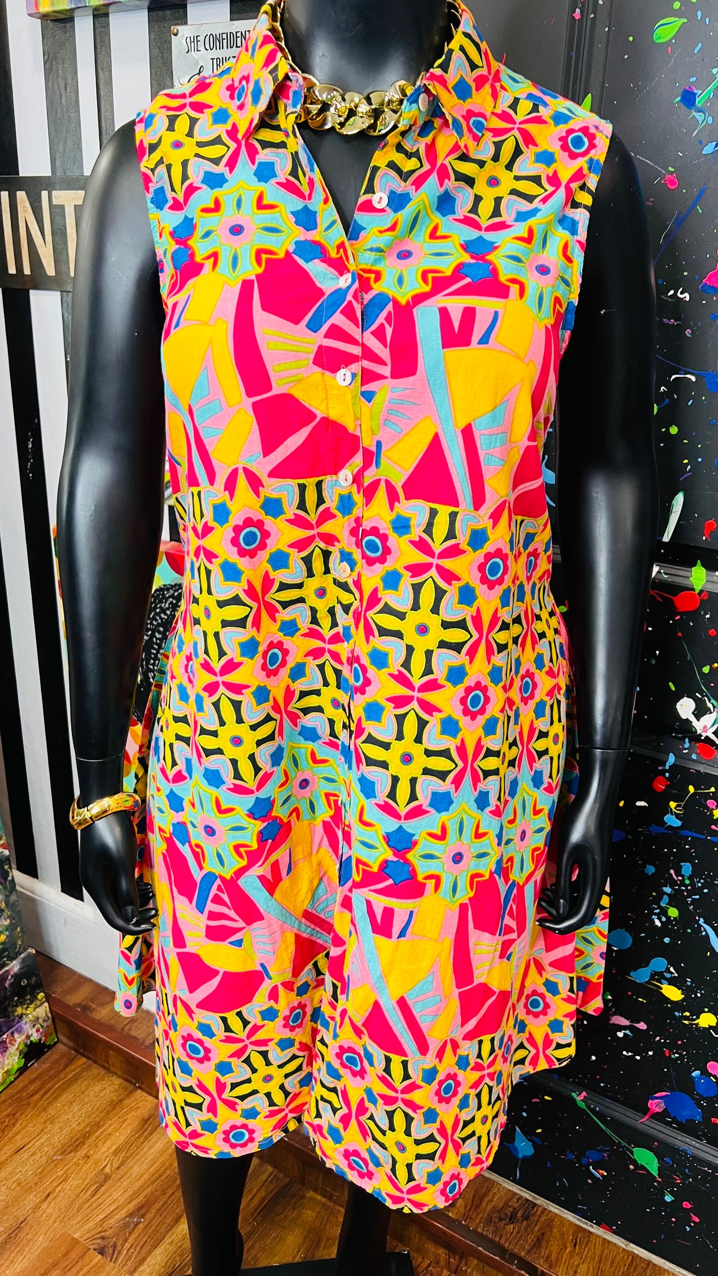Rayon Abstract Print Dress (18)