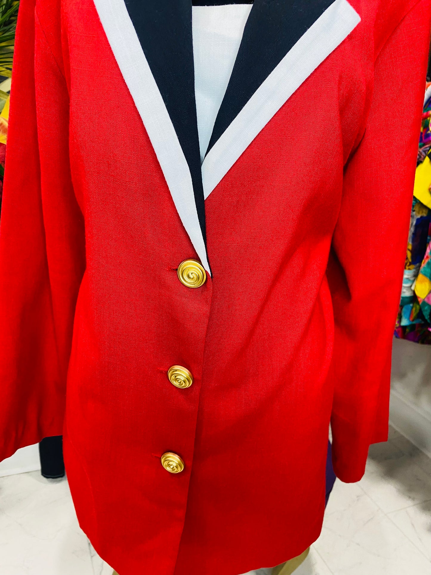 Vintage Red Black & White Blazer