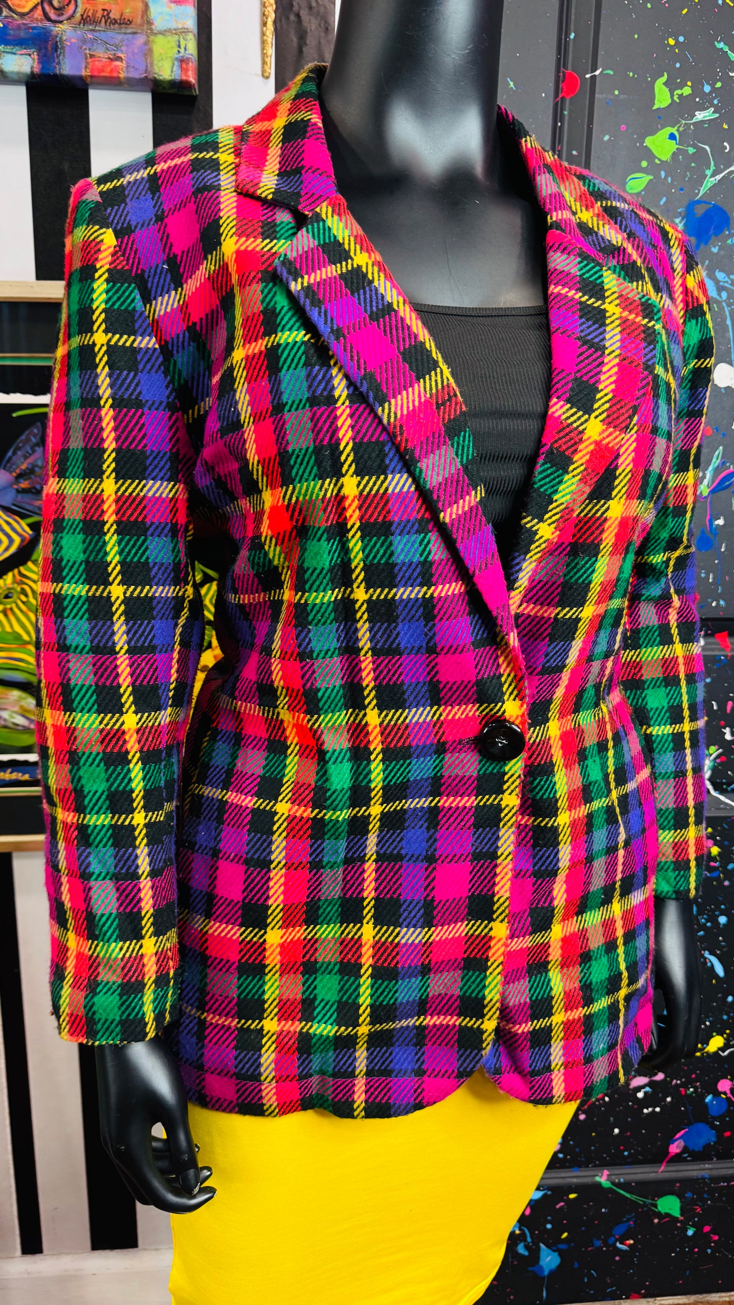 Vintage Colorful Plaid Wool Blazer (18)