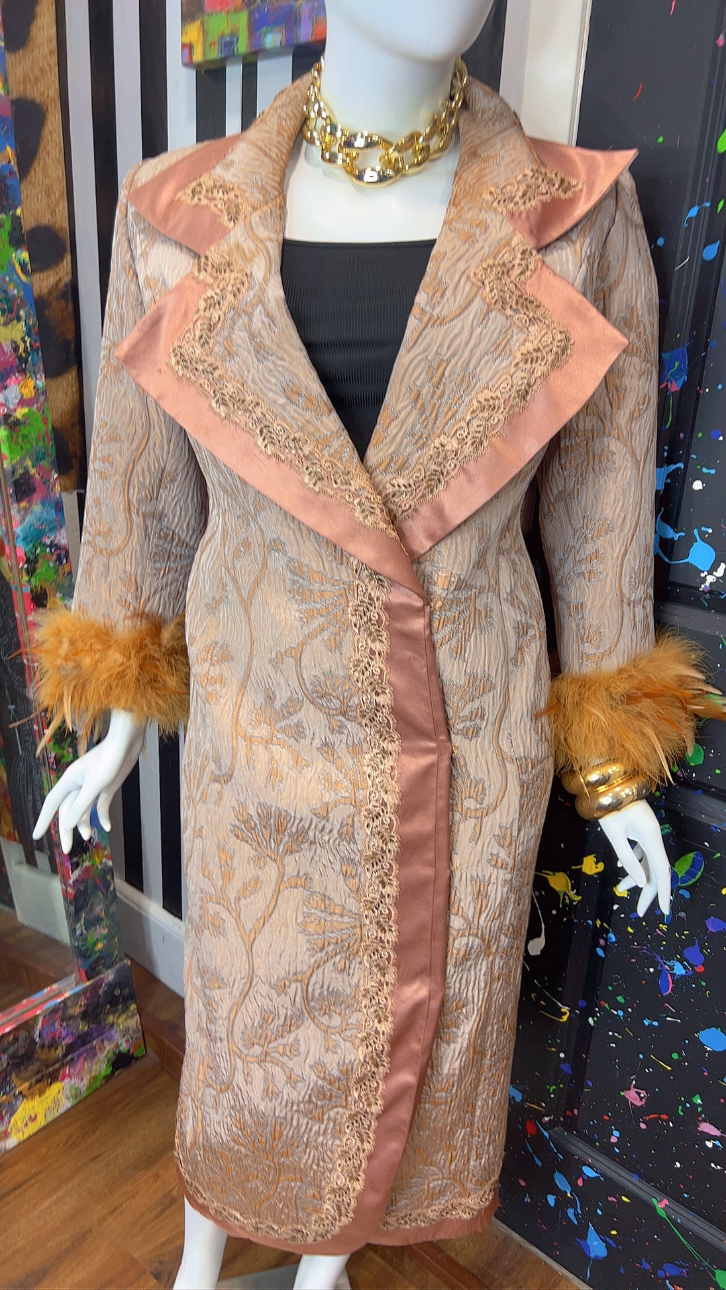 Vintage Long Statement Couture Blazer w/ Faux Fur (16)