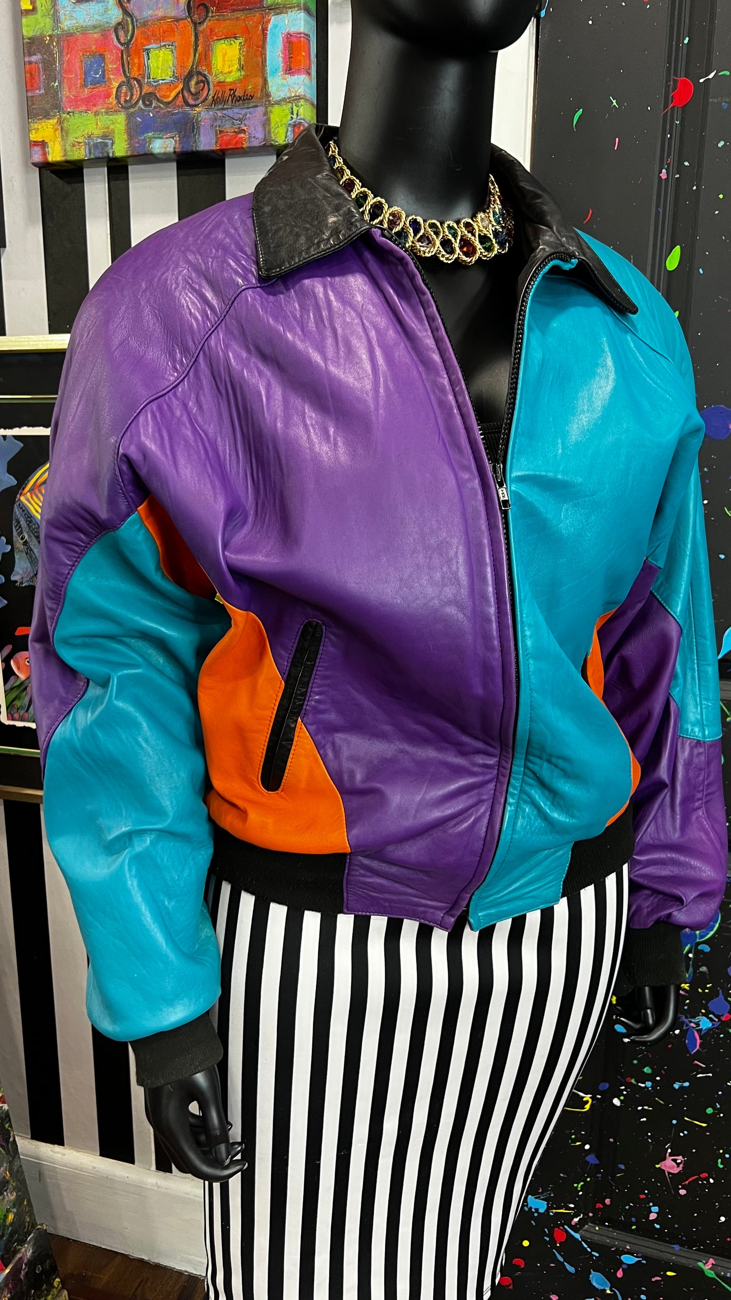 Vintage Genuine Leather Funky Bomber (22)