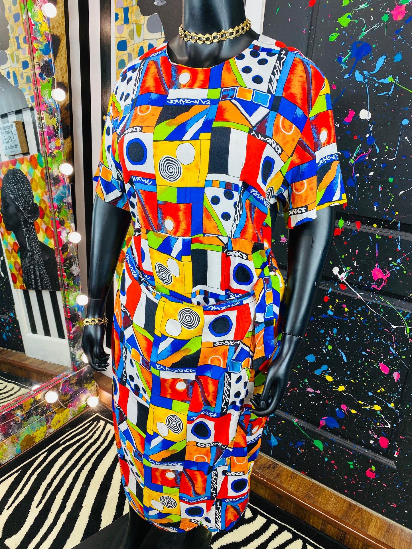 Vintage Multicolored Wraparound Dress