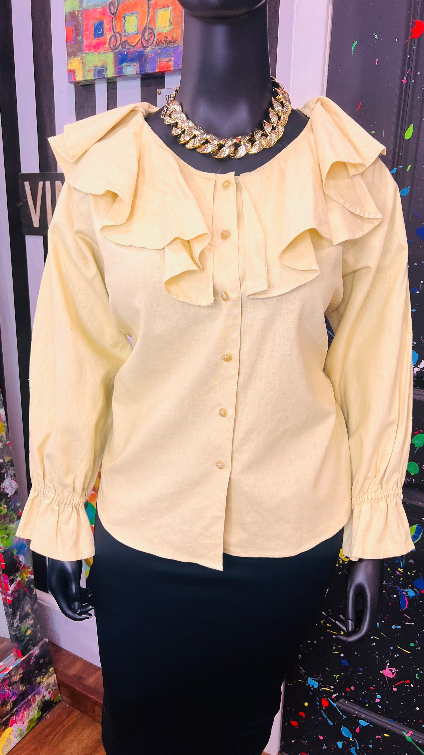 Vintage Pastel Yellow Blouse (22)
