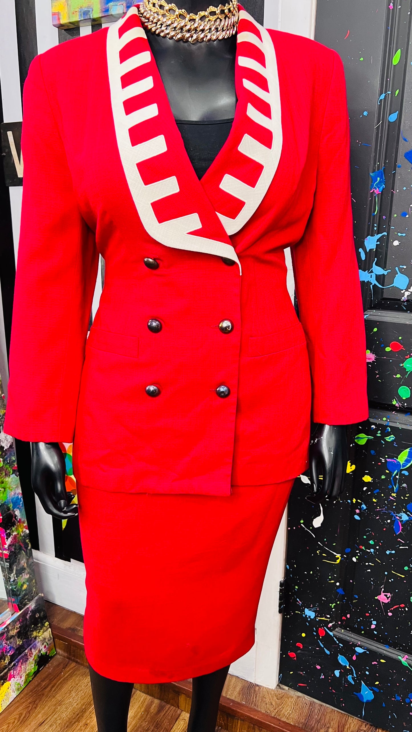 Vintage Red & Black 80’s Suit (16)