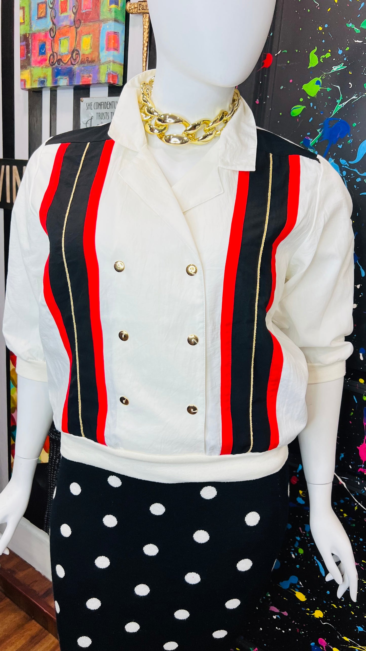 Vintage Red, Black Gold & Blouse (16)