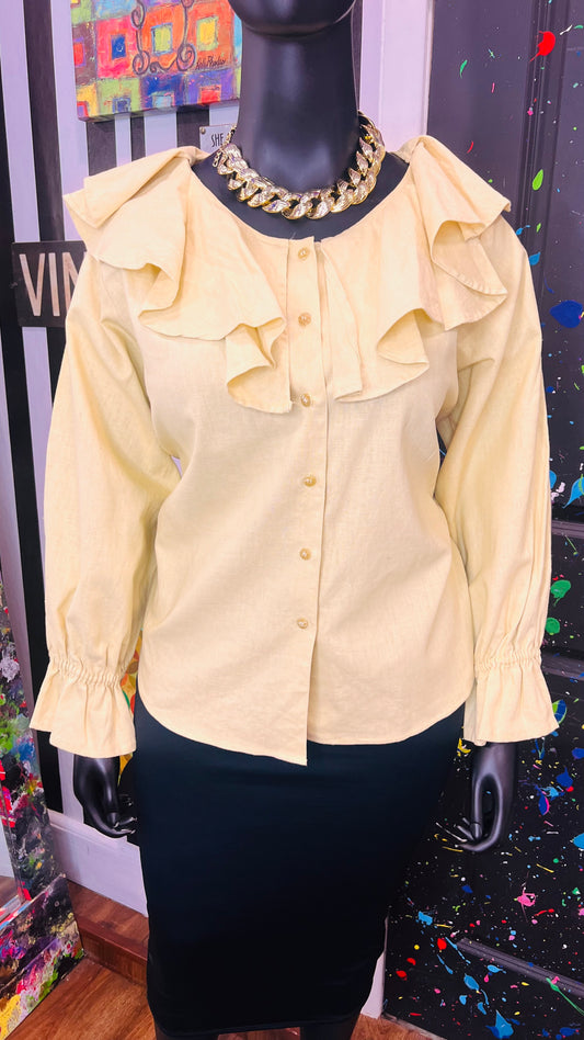 Vintage Pastel Yellow Blouse (22)