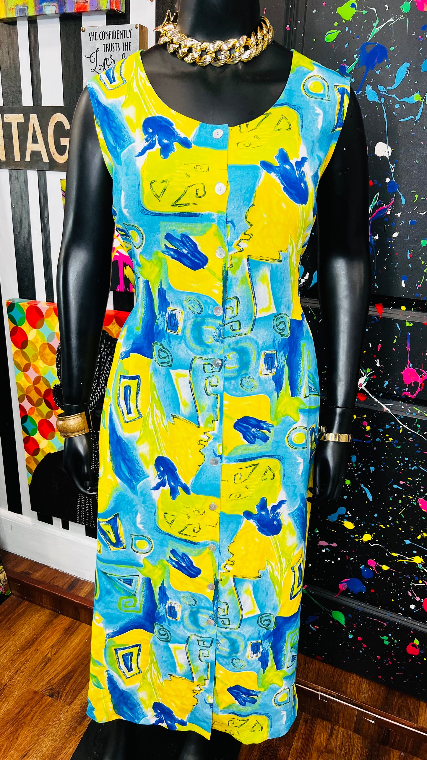 Vintage Abstract Sleeveless Spring Dress (18)