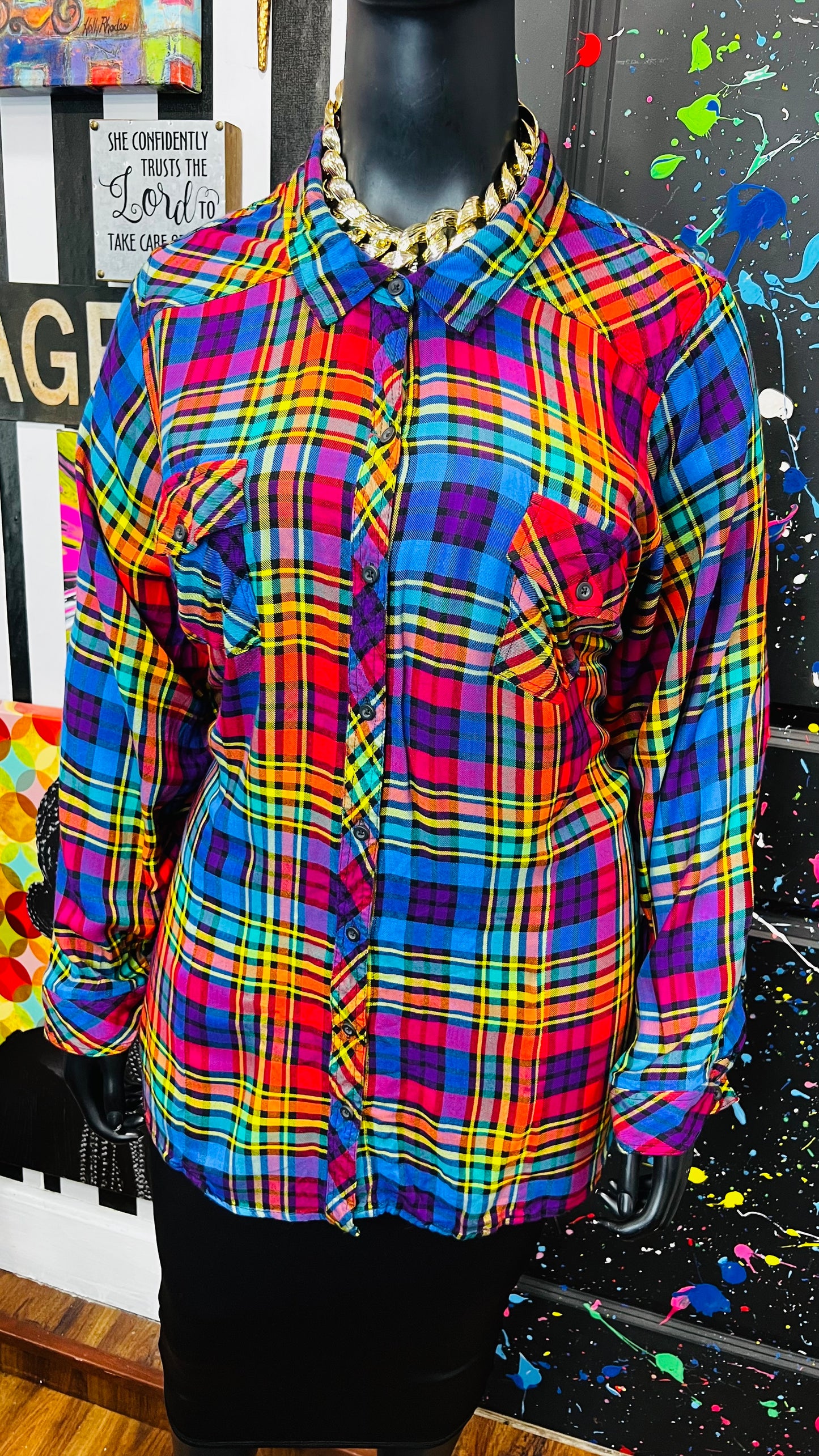 Torrid Rainbow Plaid Blouse (24)