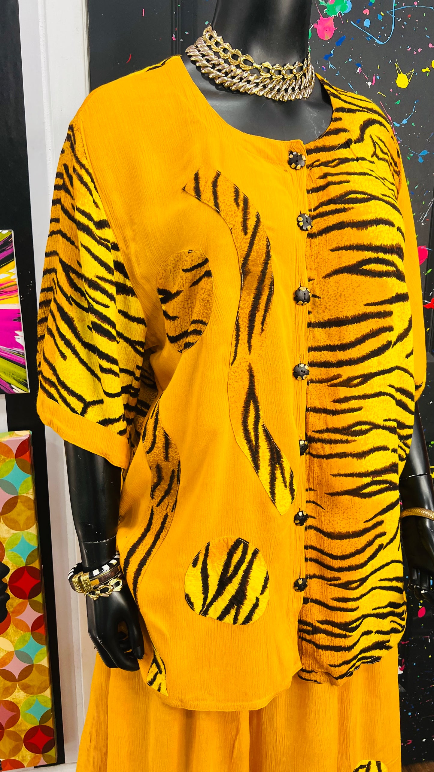 Vintage Animal Print Three Piece Rayon Set (OS)