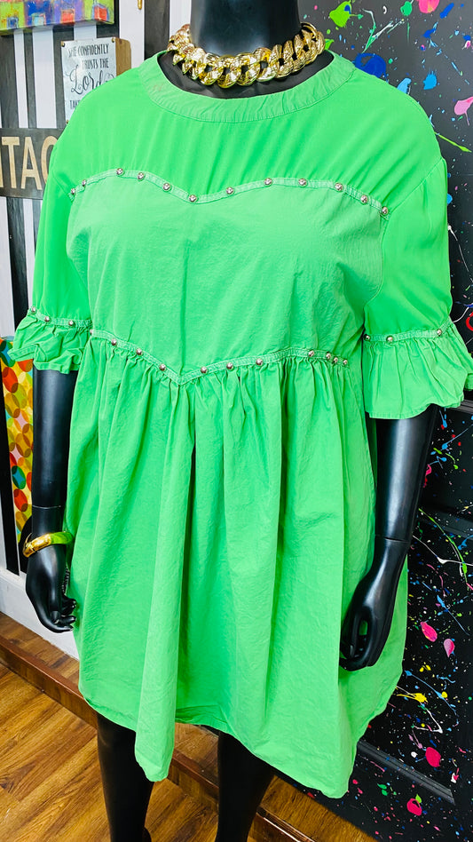 Slightly Distressed Green Studded Tunic (18)