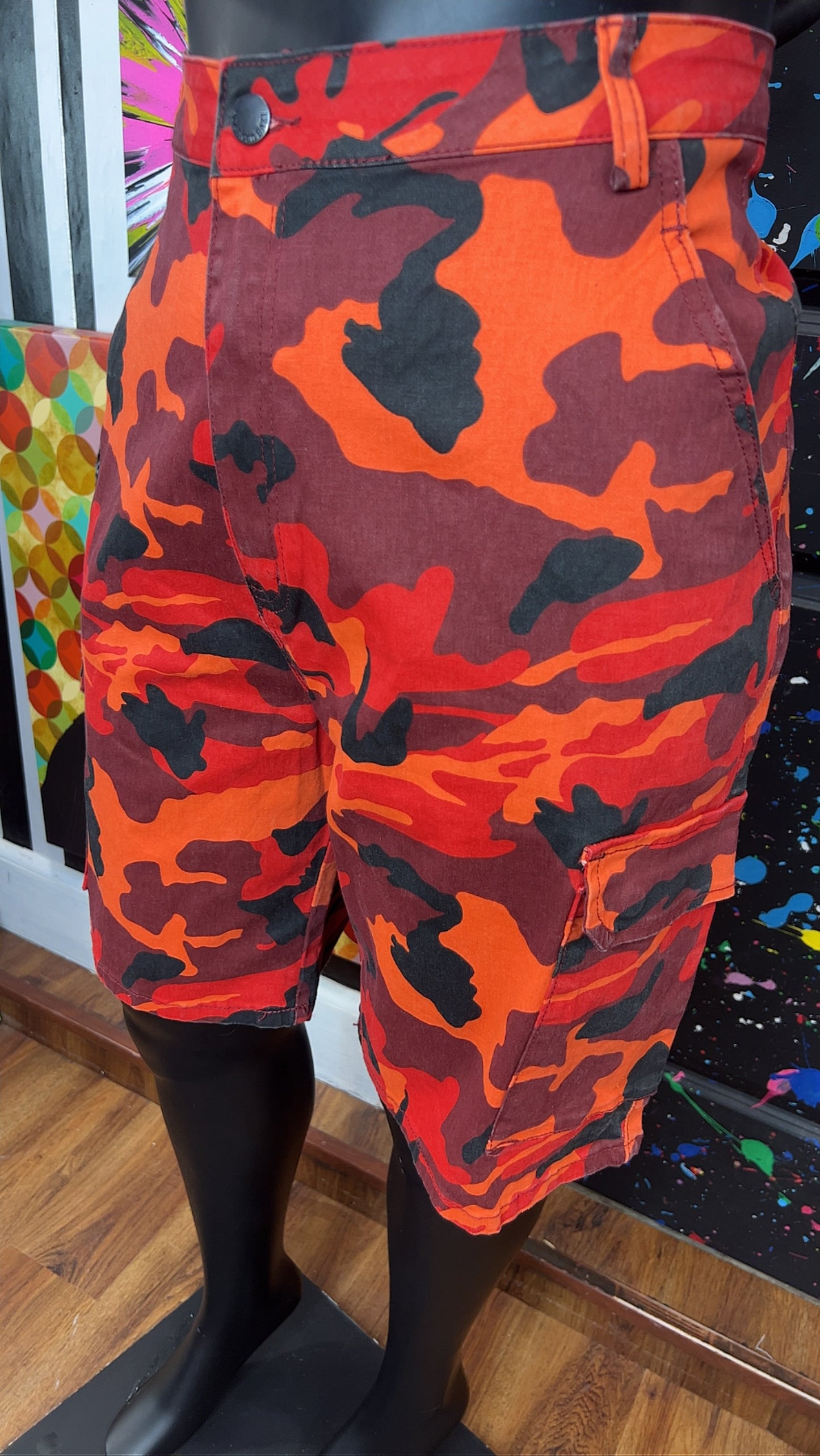 Orange & Red Camo Cargo Shorts - Has Stretch (18)
