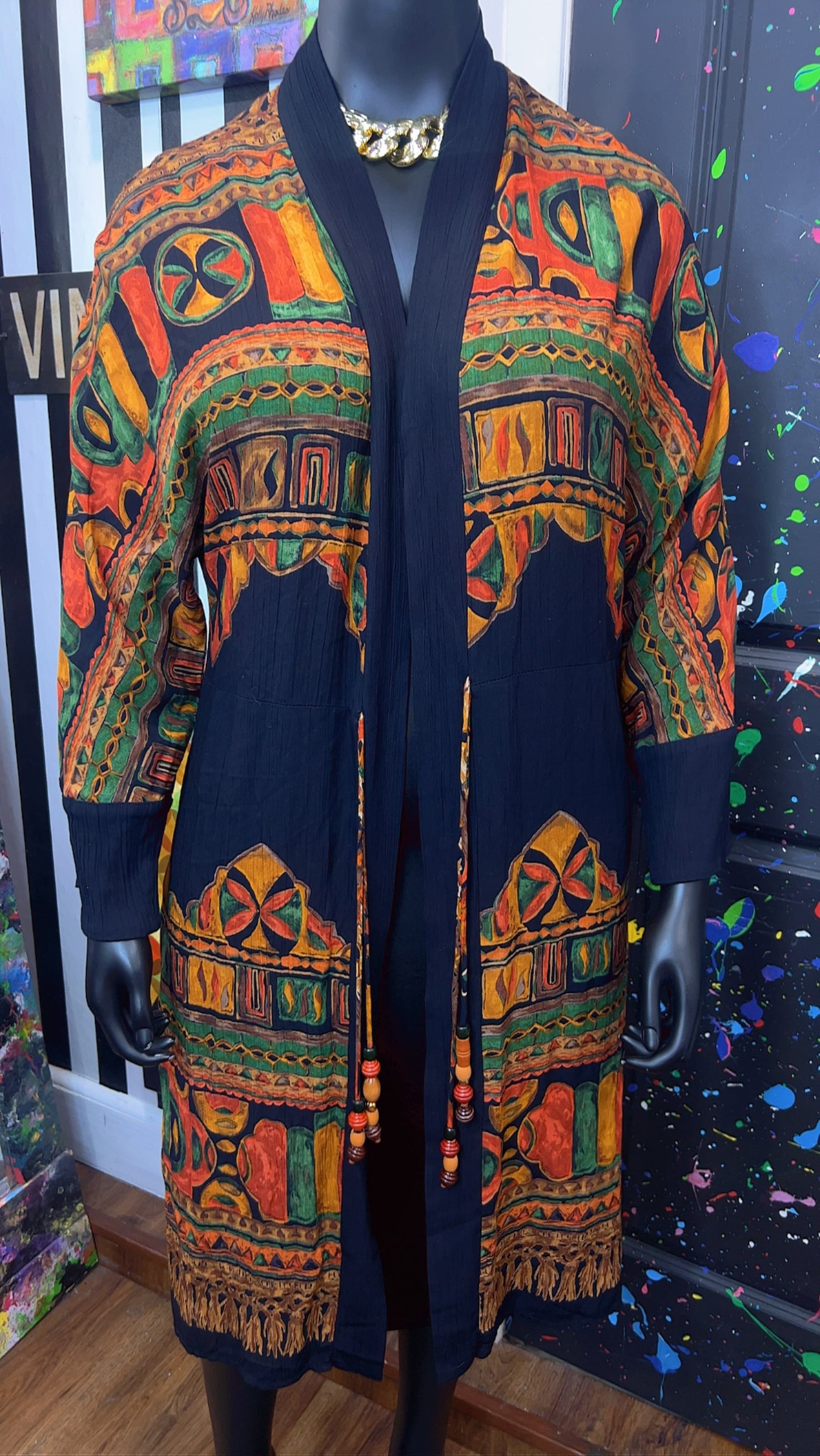 Vintage Carole Little Tribal Print Duster (22)