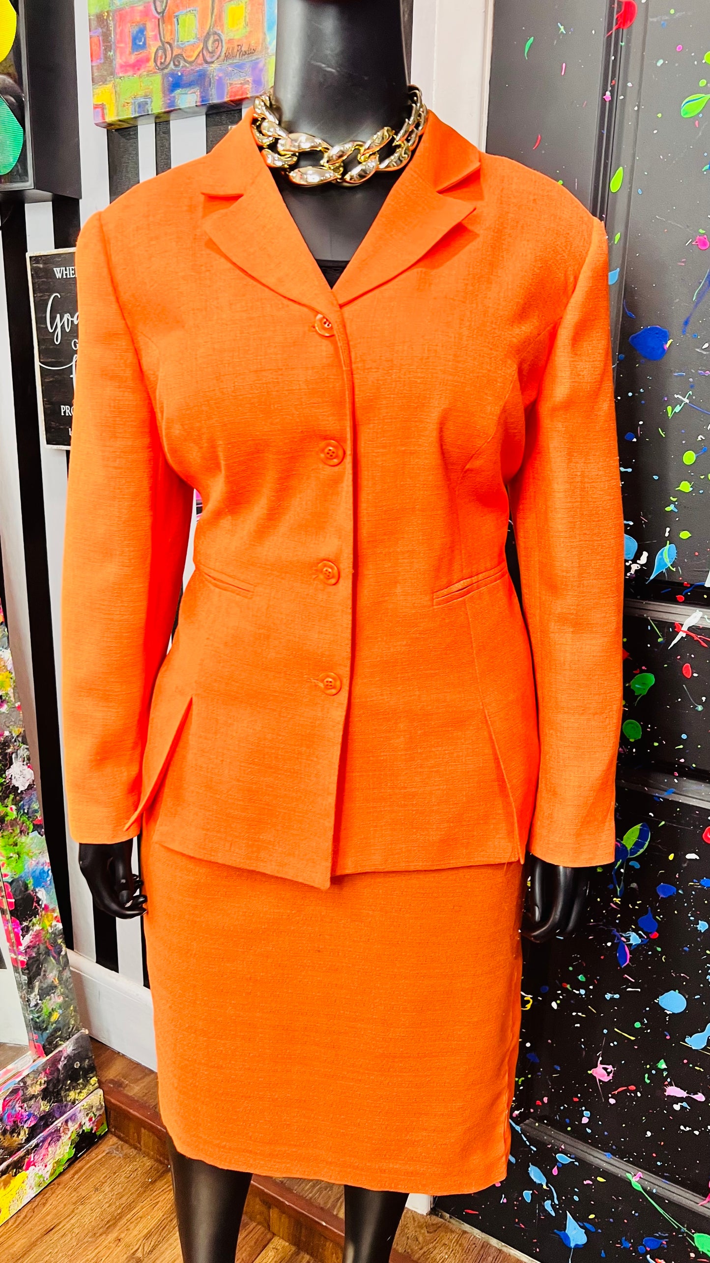 Vintage Orange Skirt Suit (20W)