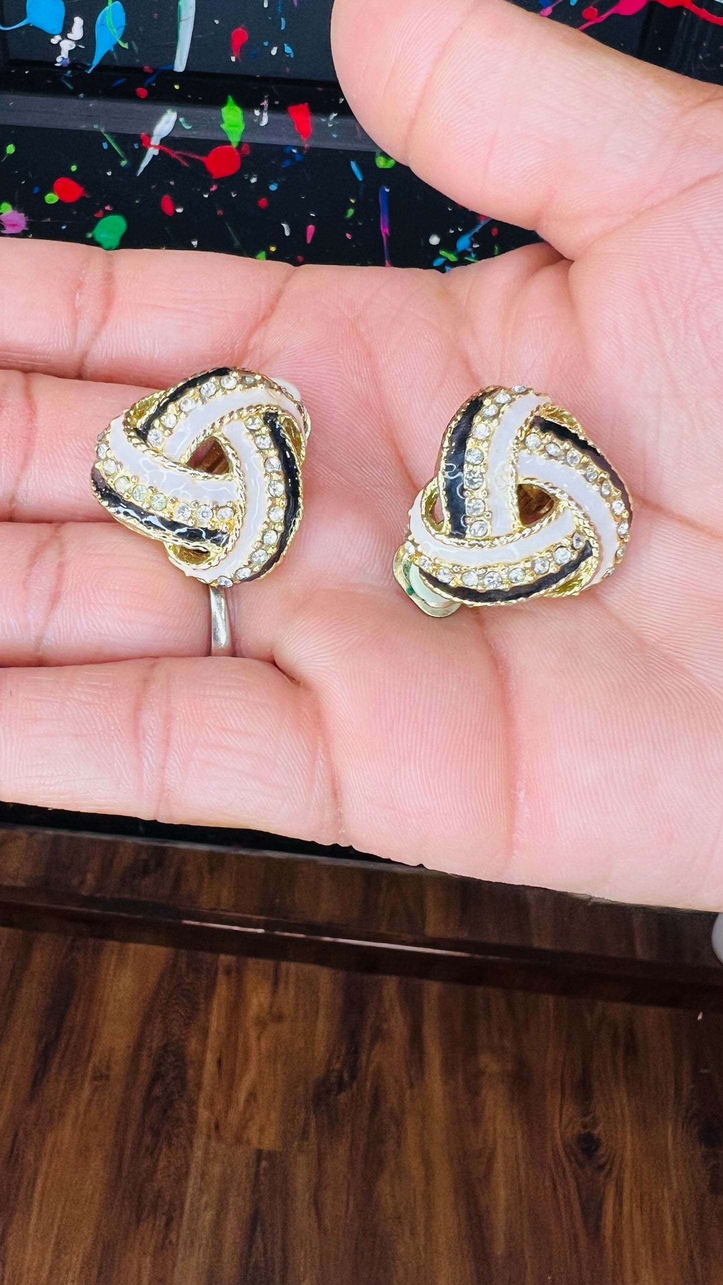 Vintage Metal Gold Tone Pretzel Style Clip on Earrings