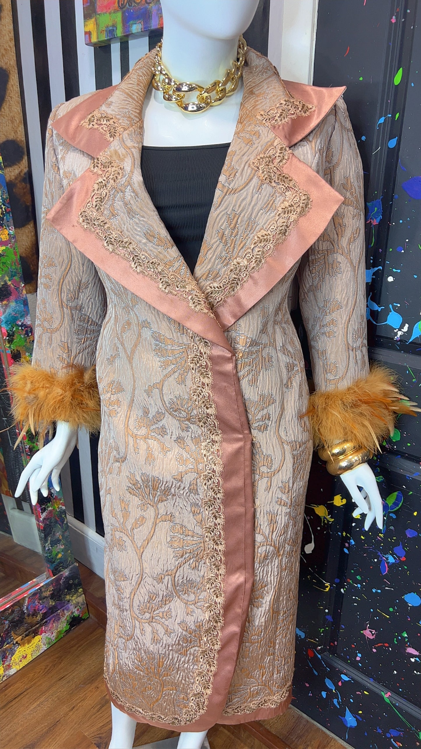 Vintage Long Statement Couture Blazer w/ Faux Fur (16)