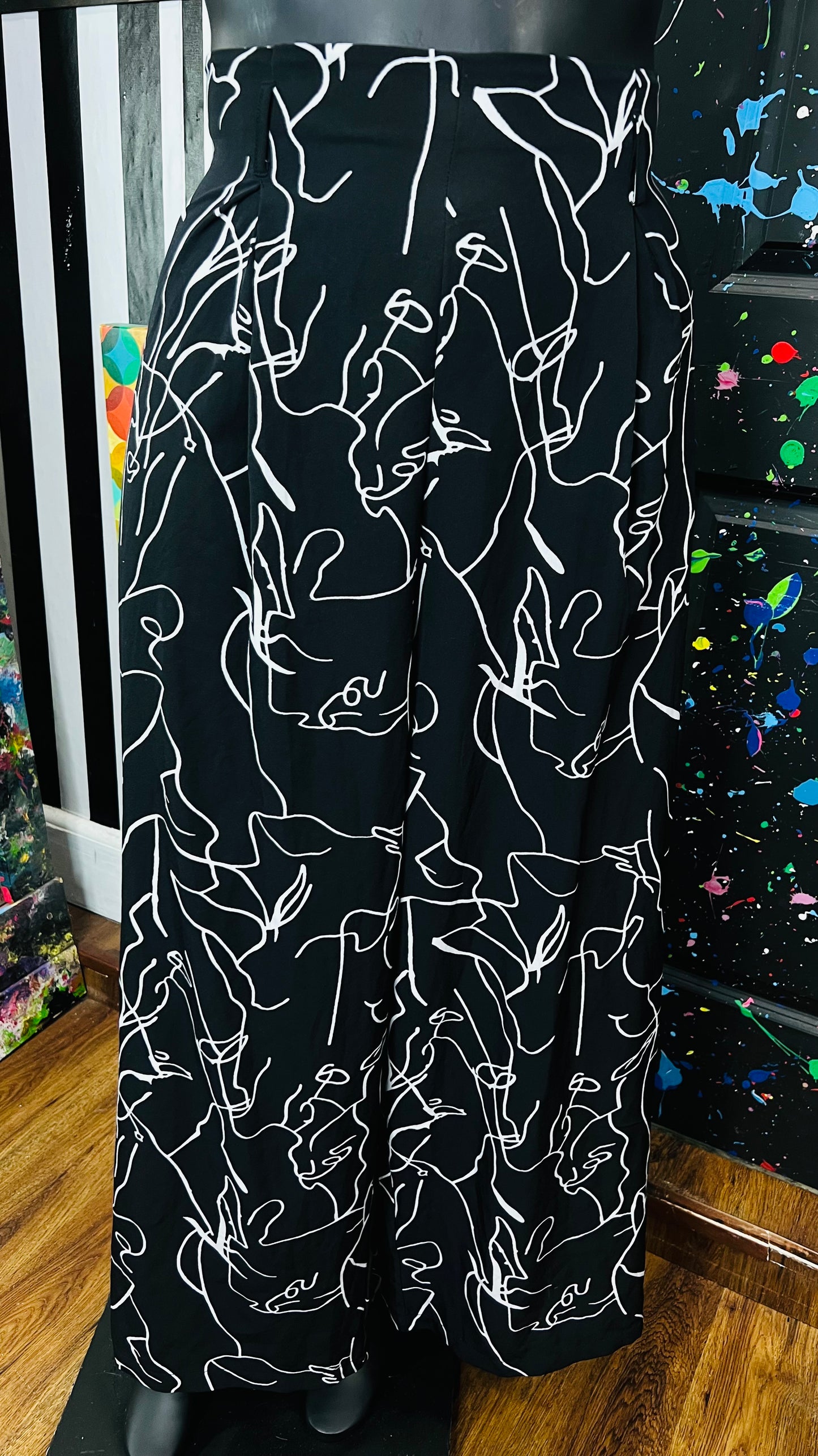 Vintage Inspired Black & White Wide Legged High Waist Pants (18)