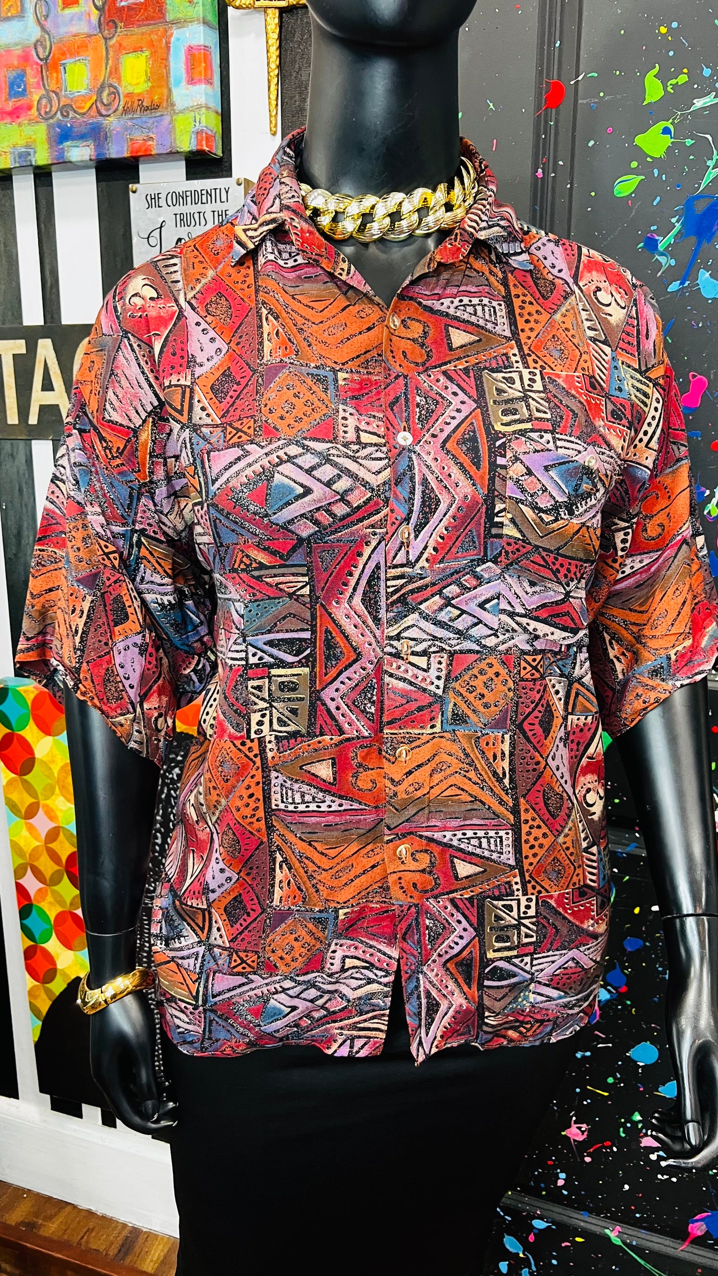 Vintage Rayon Abstract Blouse (22)