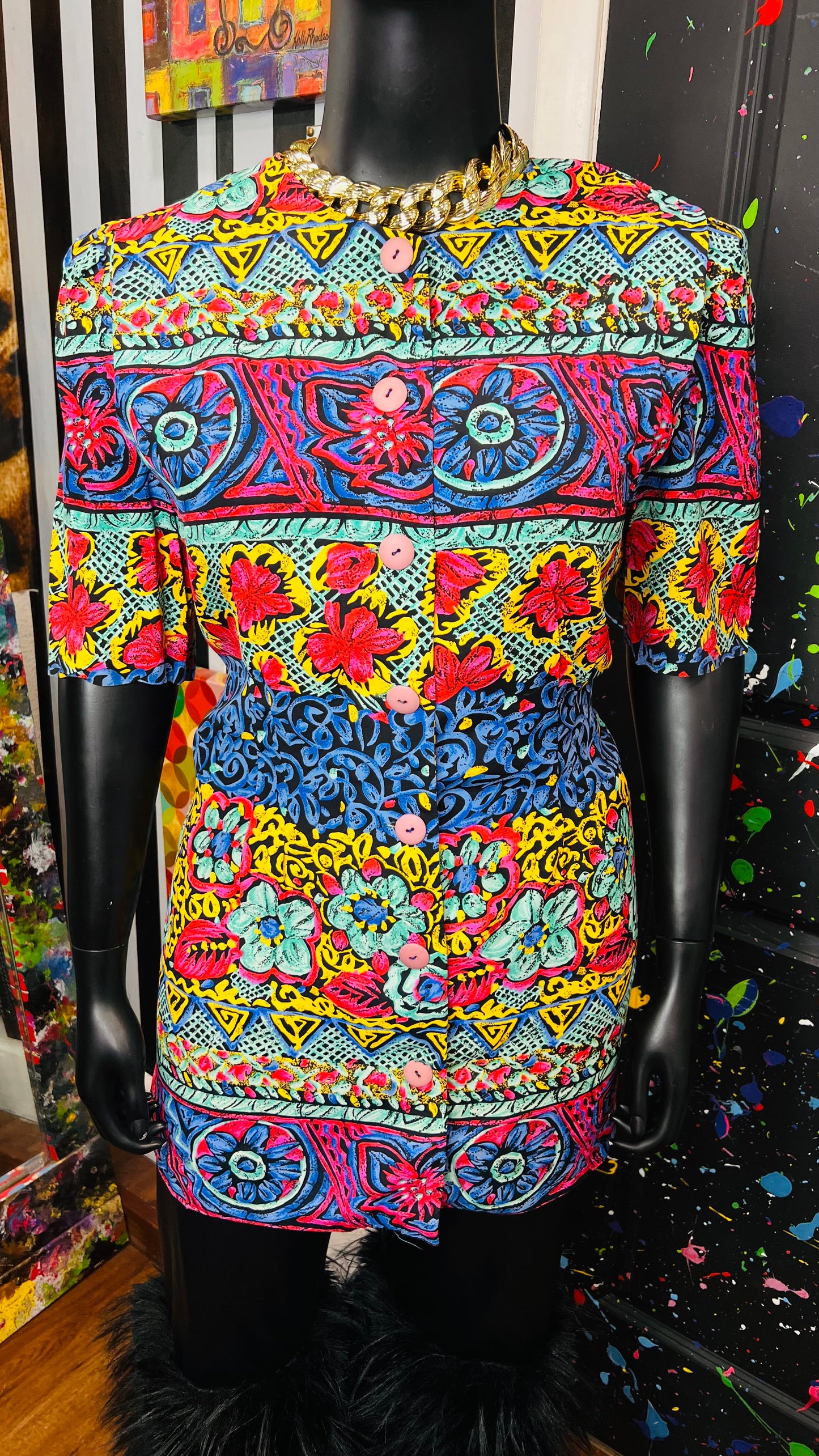 Vintage Abstract Blazer Blouse (16)