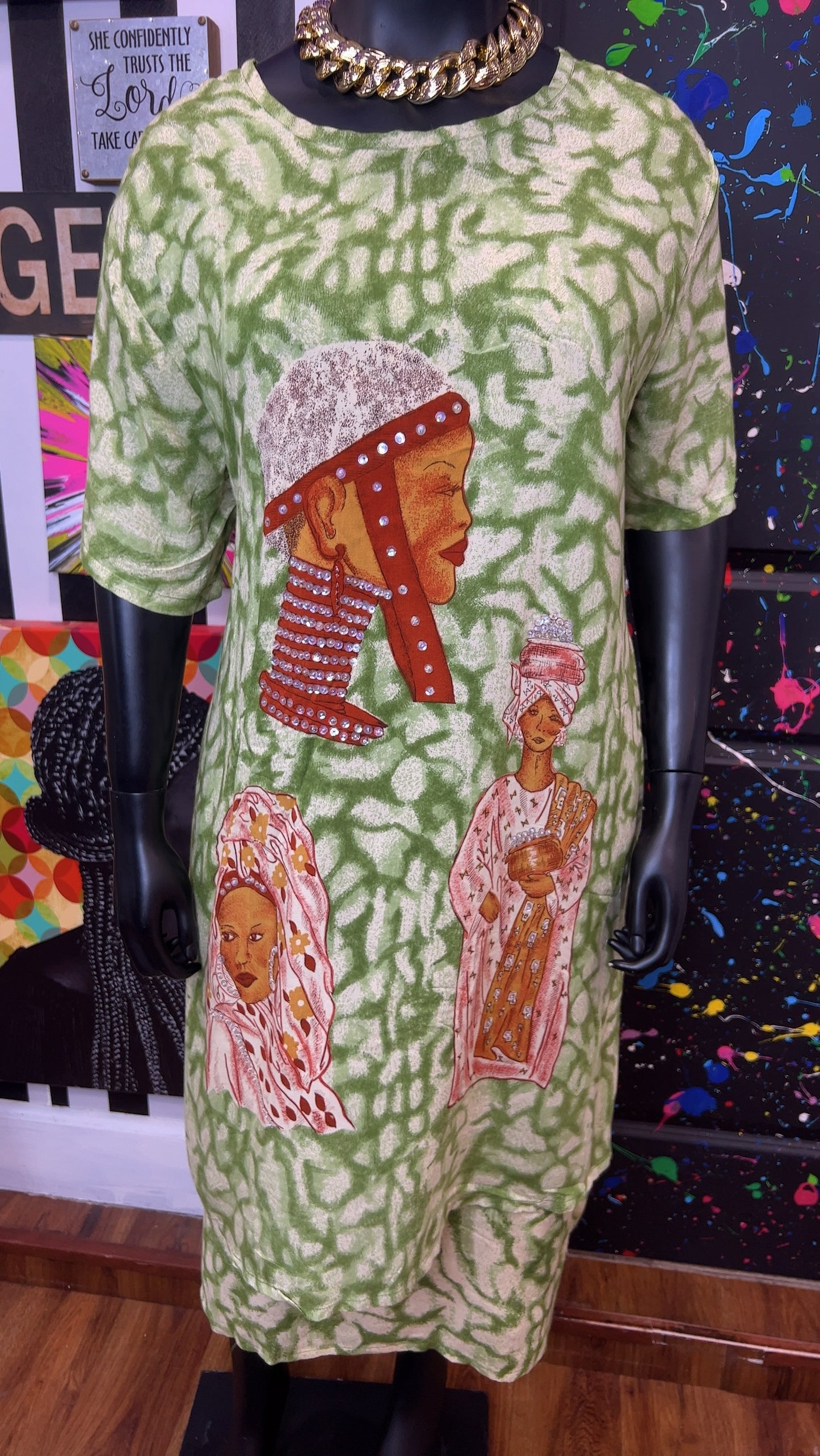Vintage Traditional African Sequin Layered Dress- Deadstock New w/ Tags (16/18)