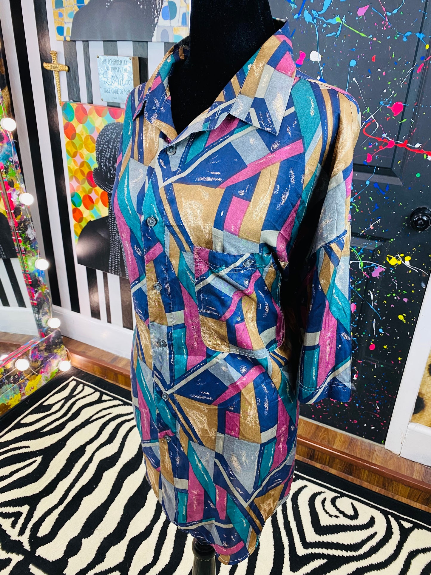 Vintage 100% Silk Short Sleeve Blouse