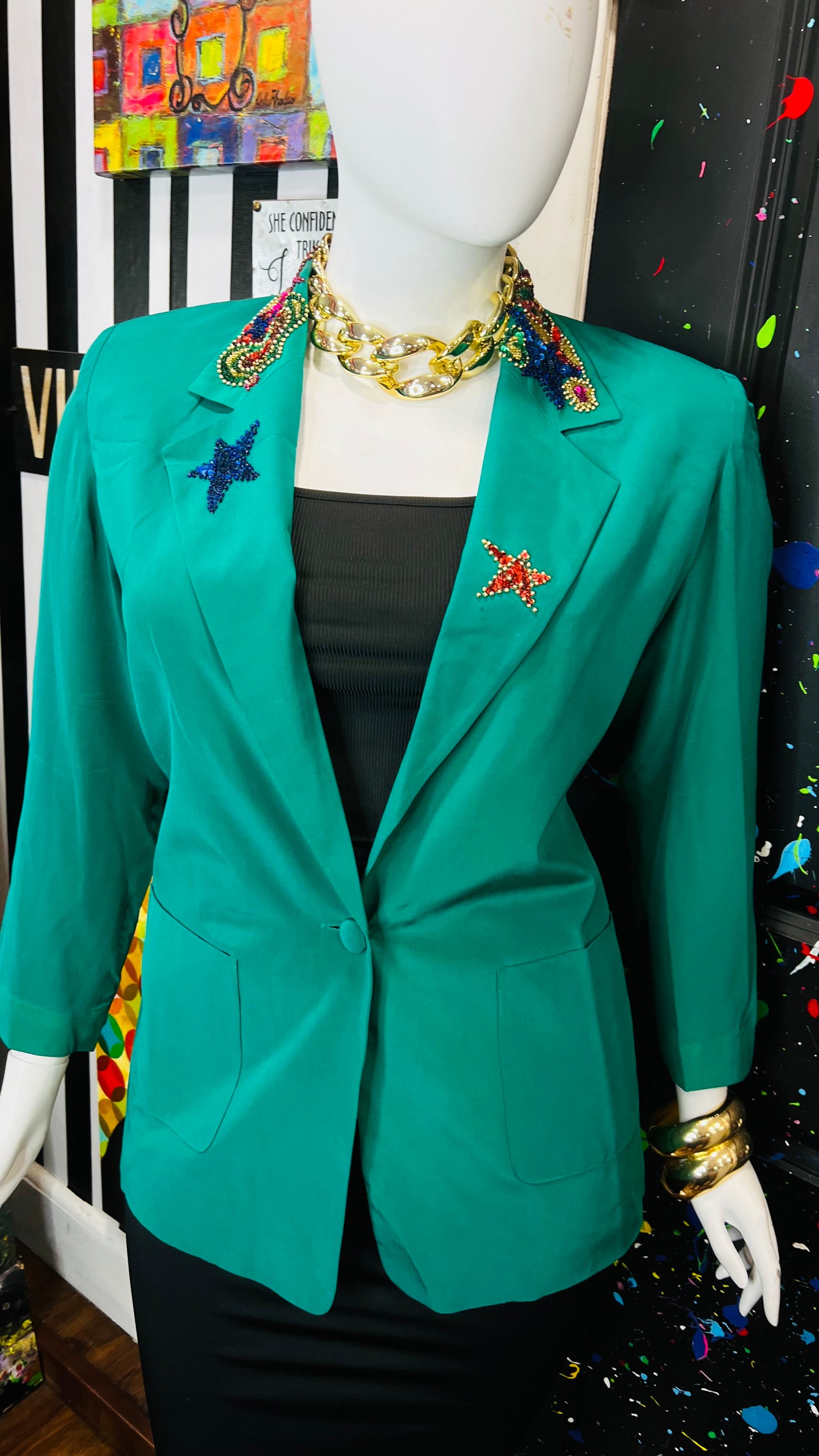 Vintage 100% Silk IB Diffusion Sequin Blazer (14)