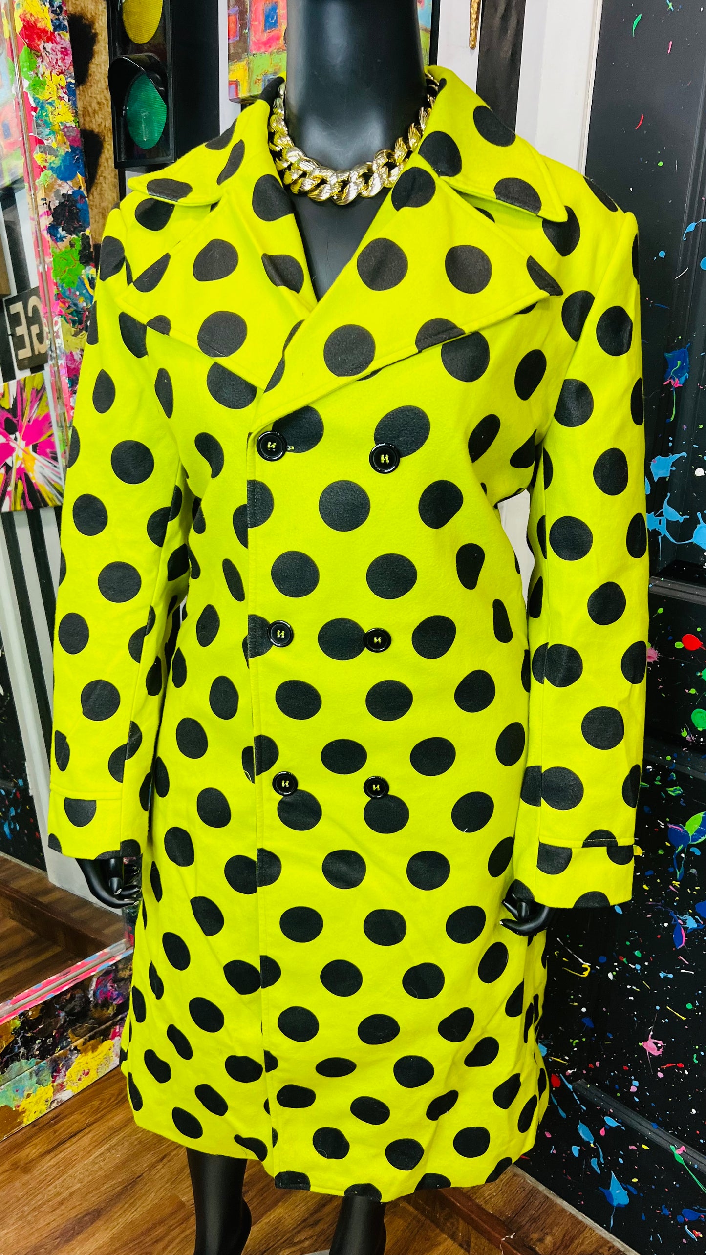 Green & Black Polka Dot Trench Coat (20)