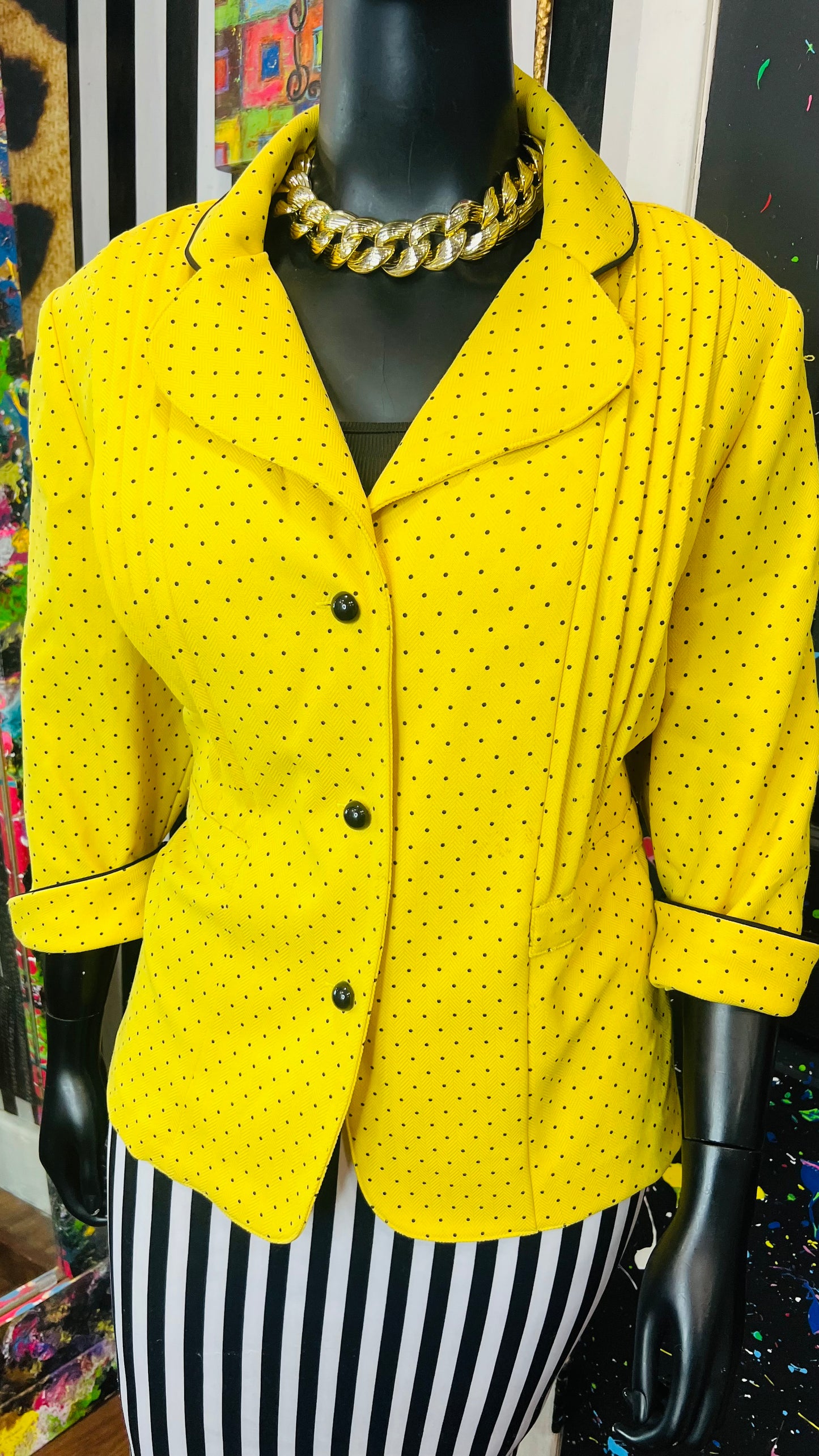 Vintage Yellow and Black Blazer (26W)