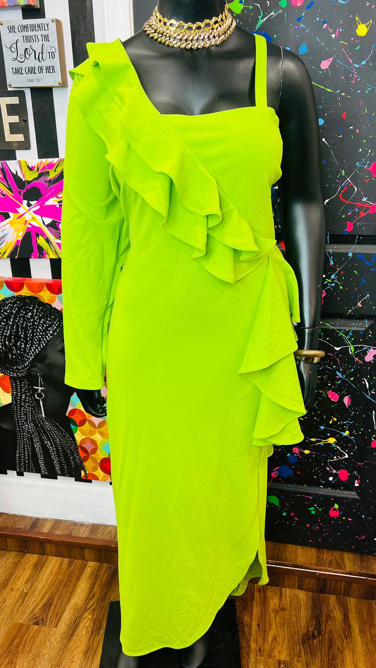 Green One Shoulder Ashley Stewart Dress- New with Tags (22/24)