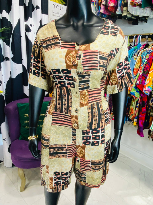 Vintage Patch Print Romper