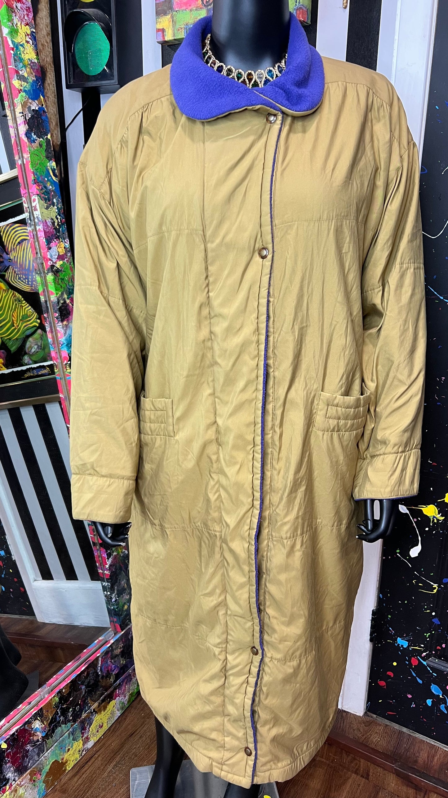 Vintage Lifestyles Brown & Purple Trench Coat (14)