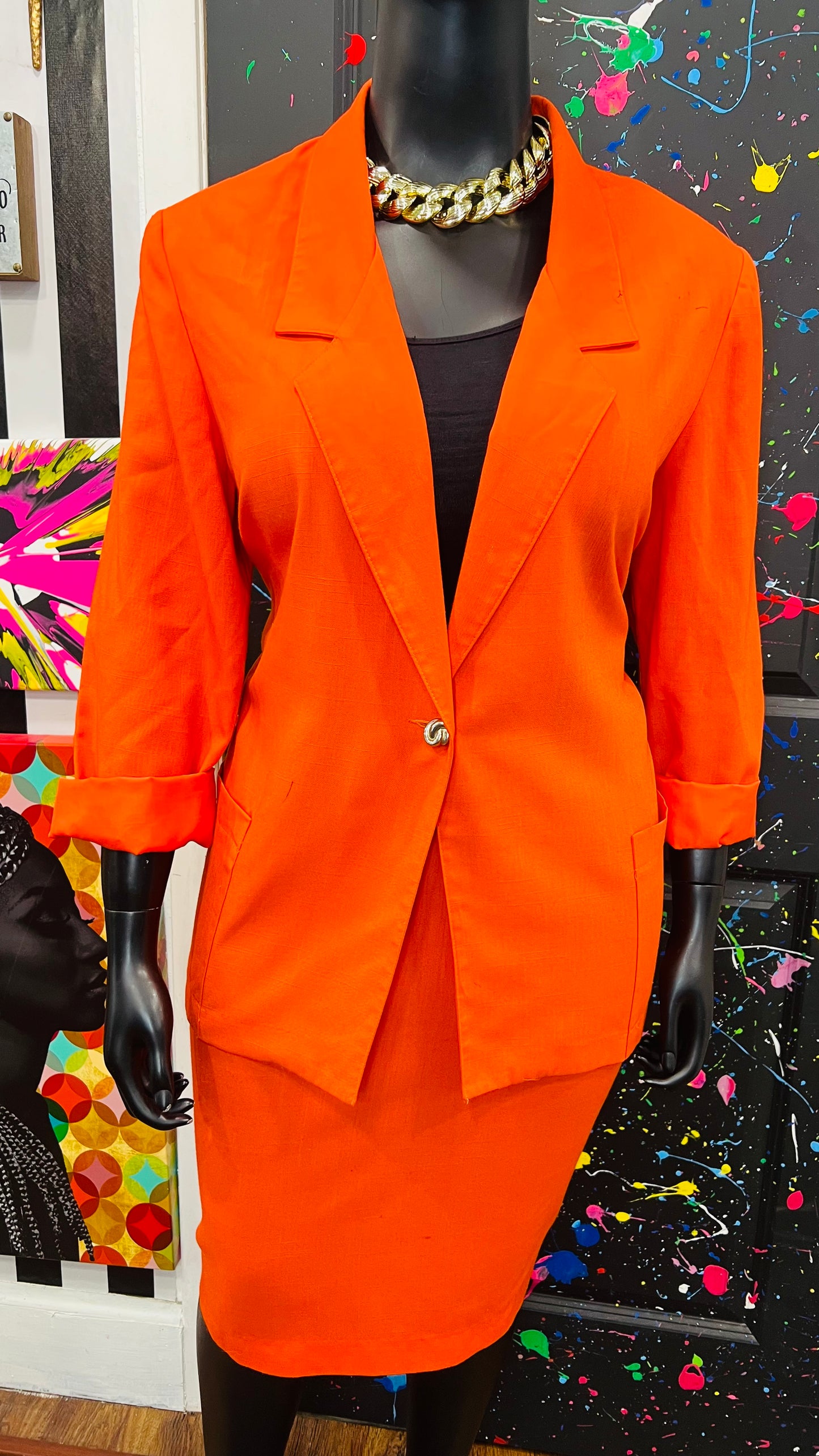 Vintage Orange Skirt Suit (20W)
