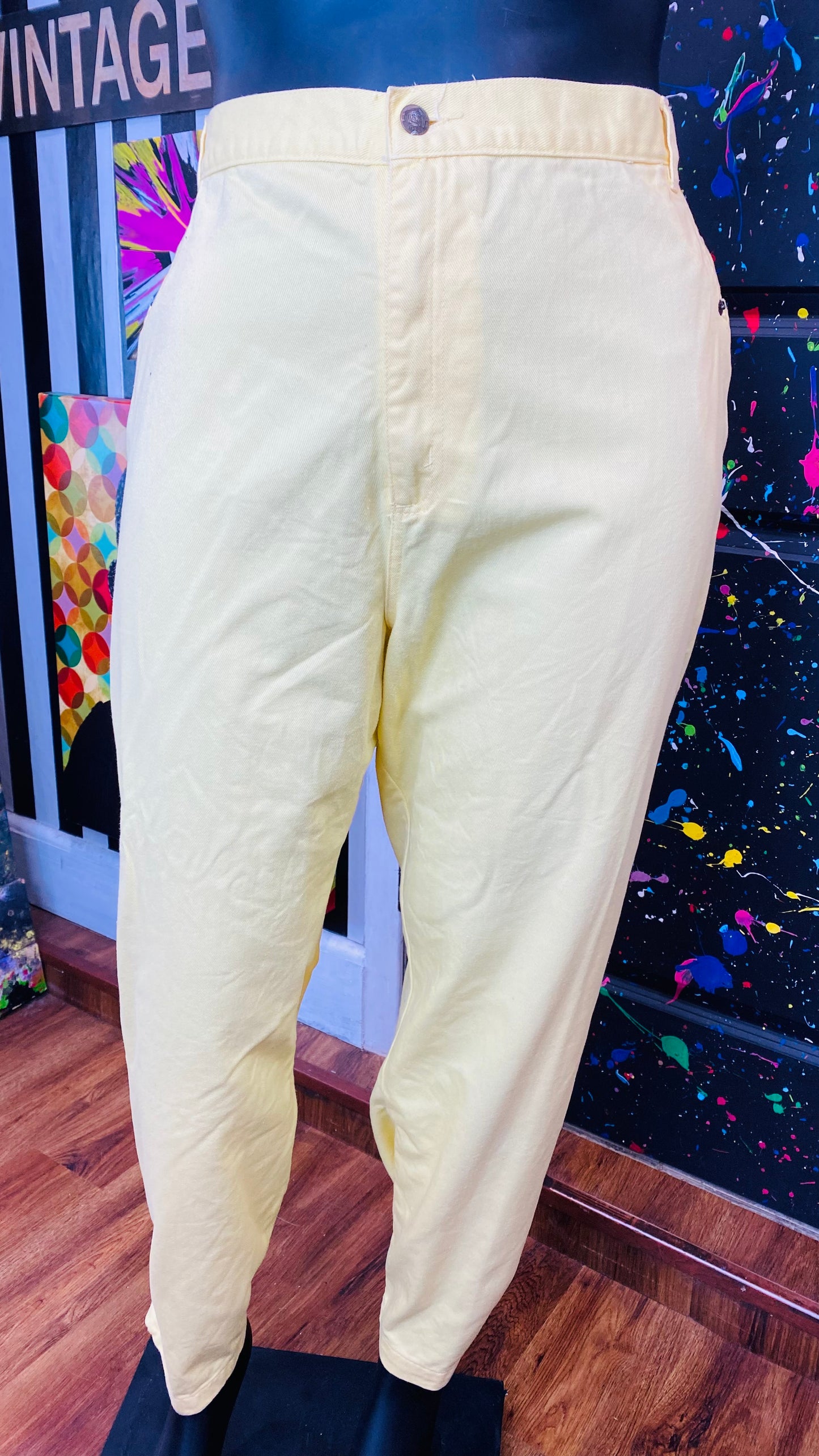Vintage 90’s Red Denim Set- Yellow Jeans & Denim Jacket (26W)