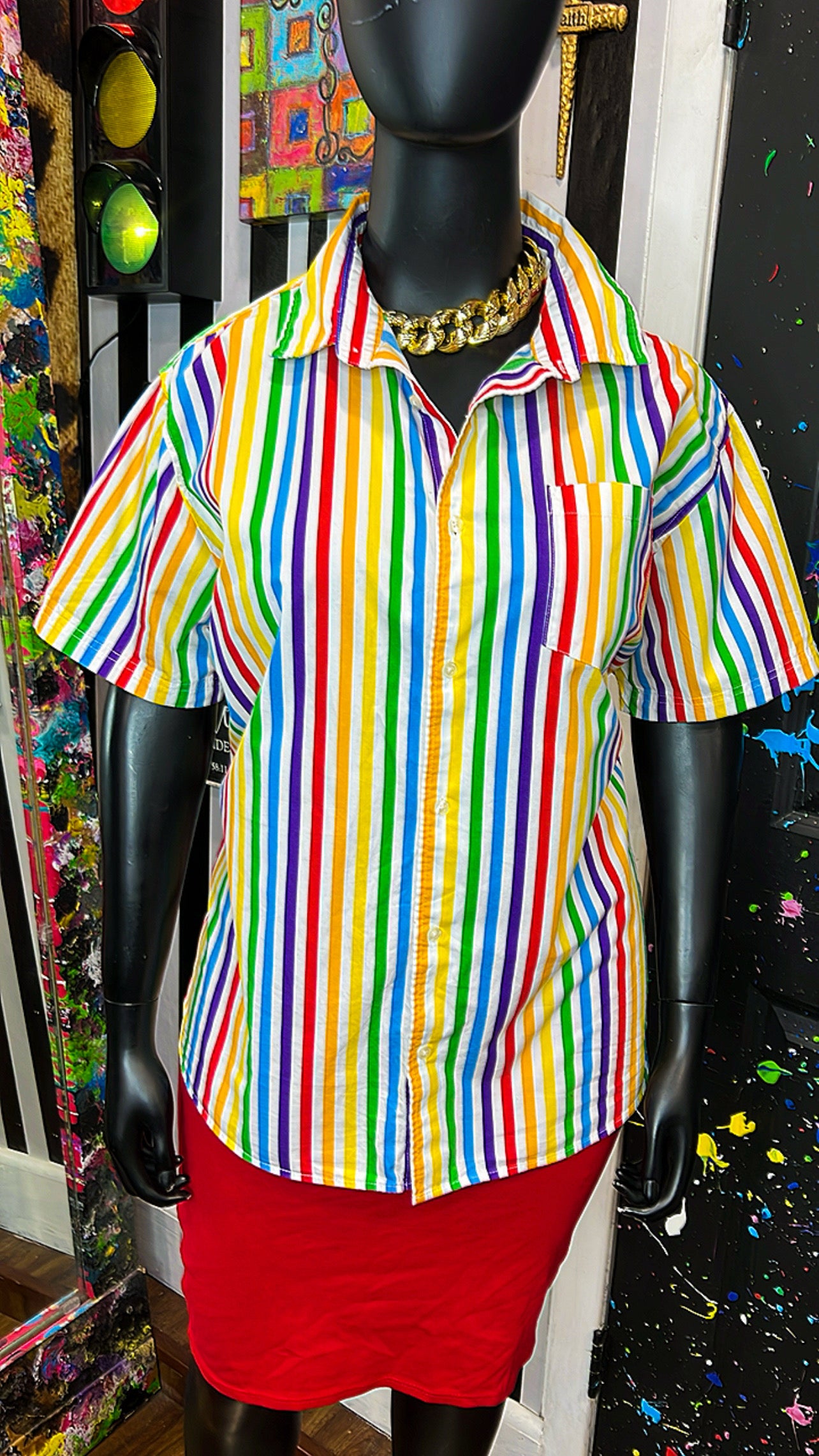 Cotton Rainbow Button Down Blouse (24)