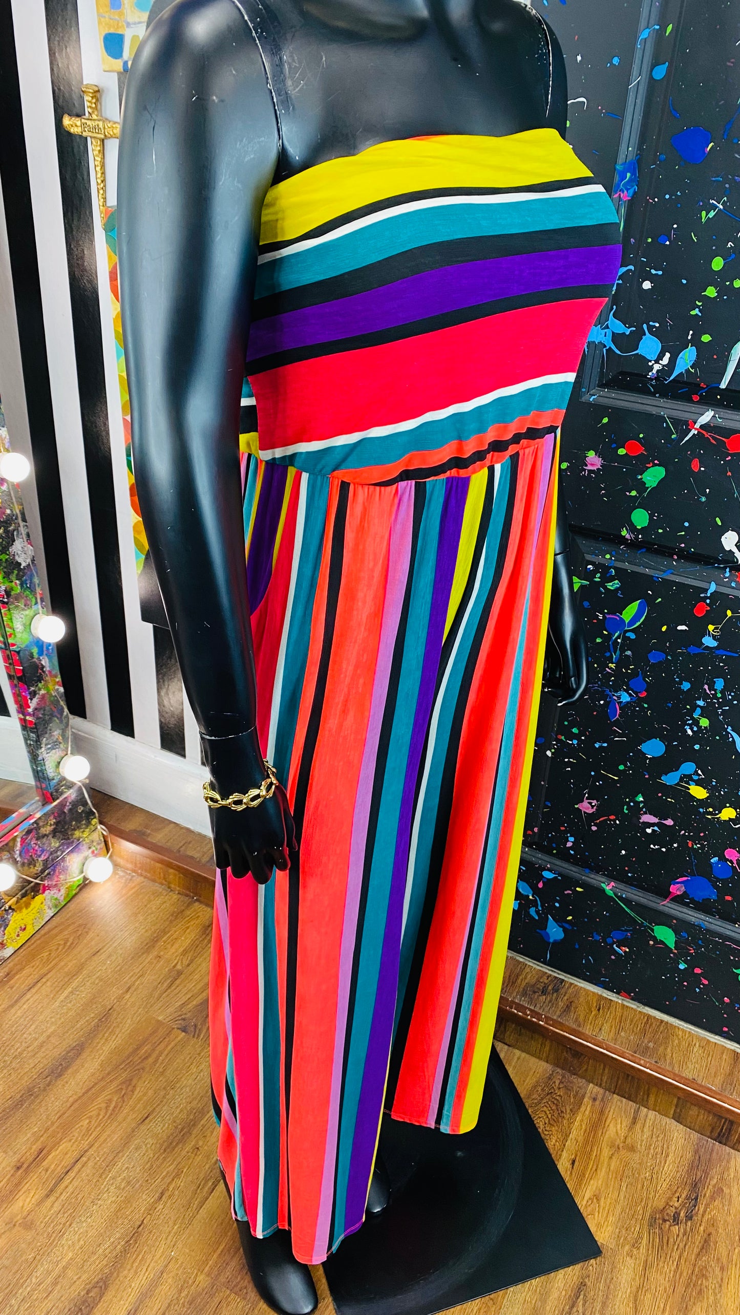 Sleeveless Color Striped Jumpsuit