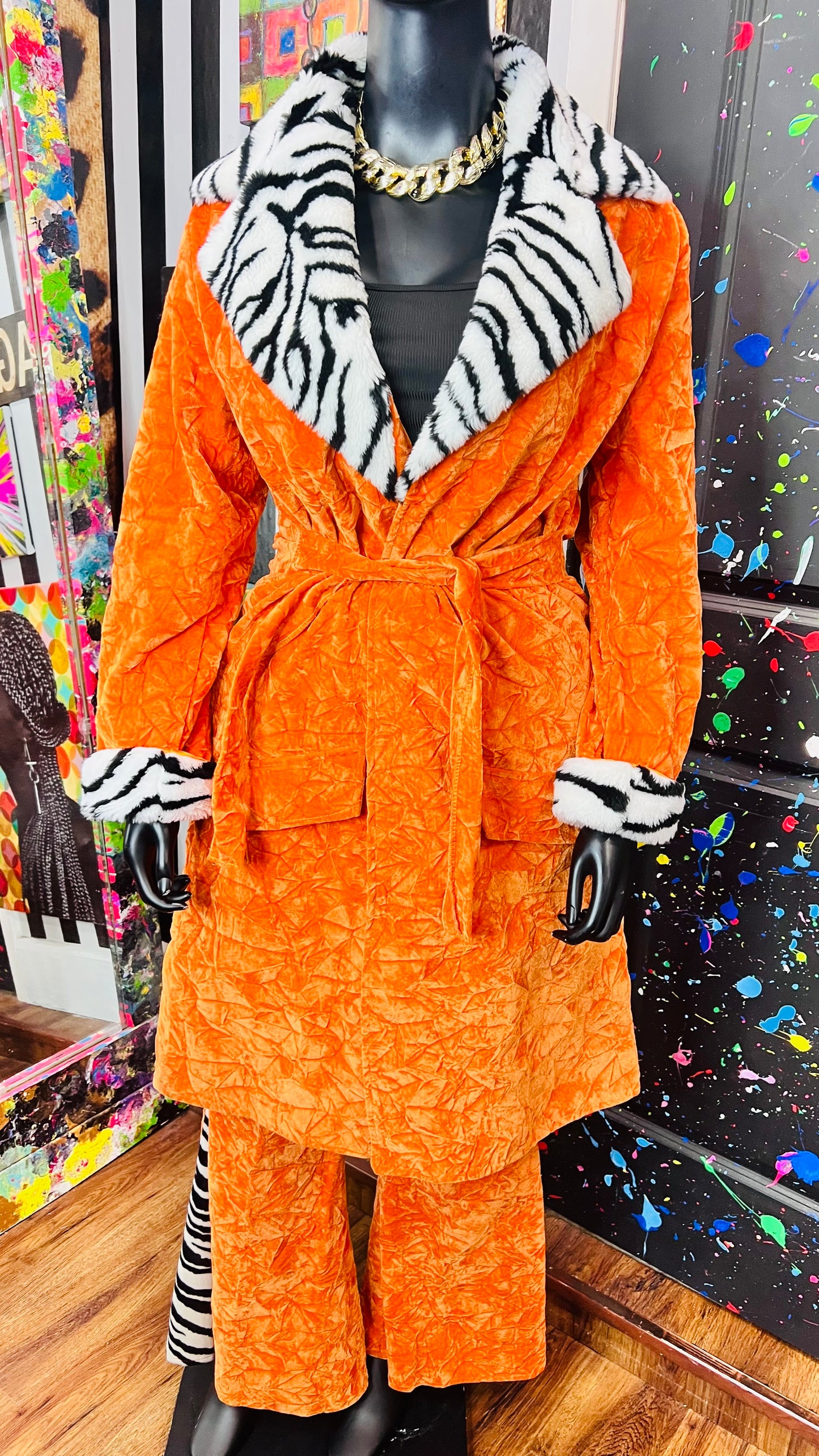 Orange & Zebra Bell Bottom Pants Suit (14)