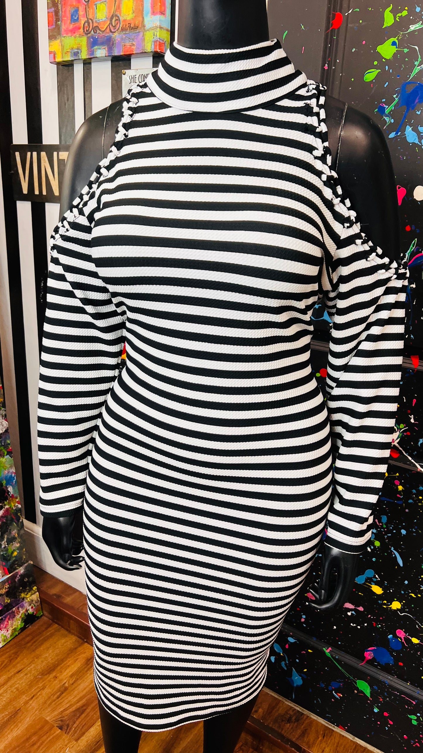 Ashley Stewart Striped Open Shoulder Dress (18/20)