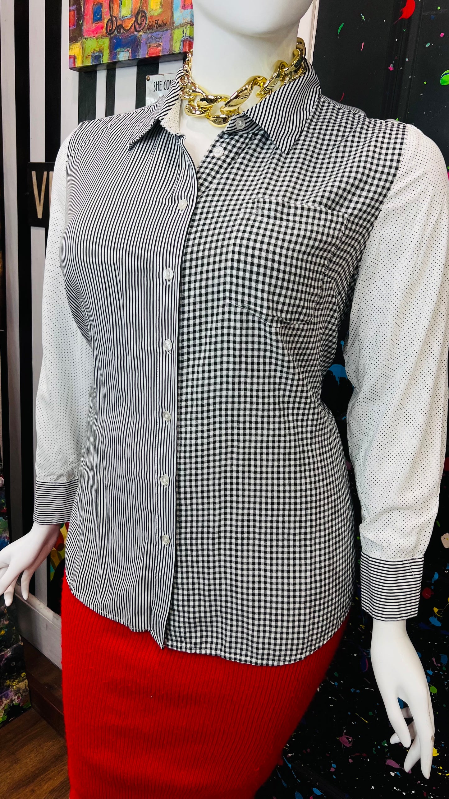 Lane Bryant Mix Black & White Print Blouse (18/20)