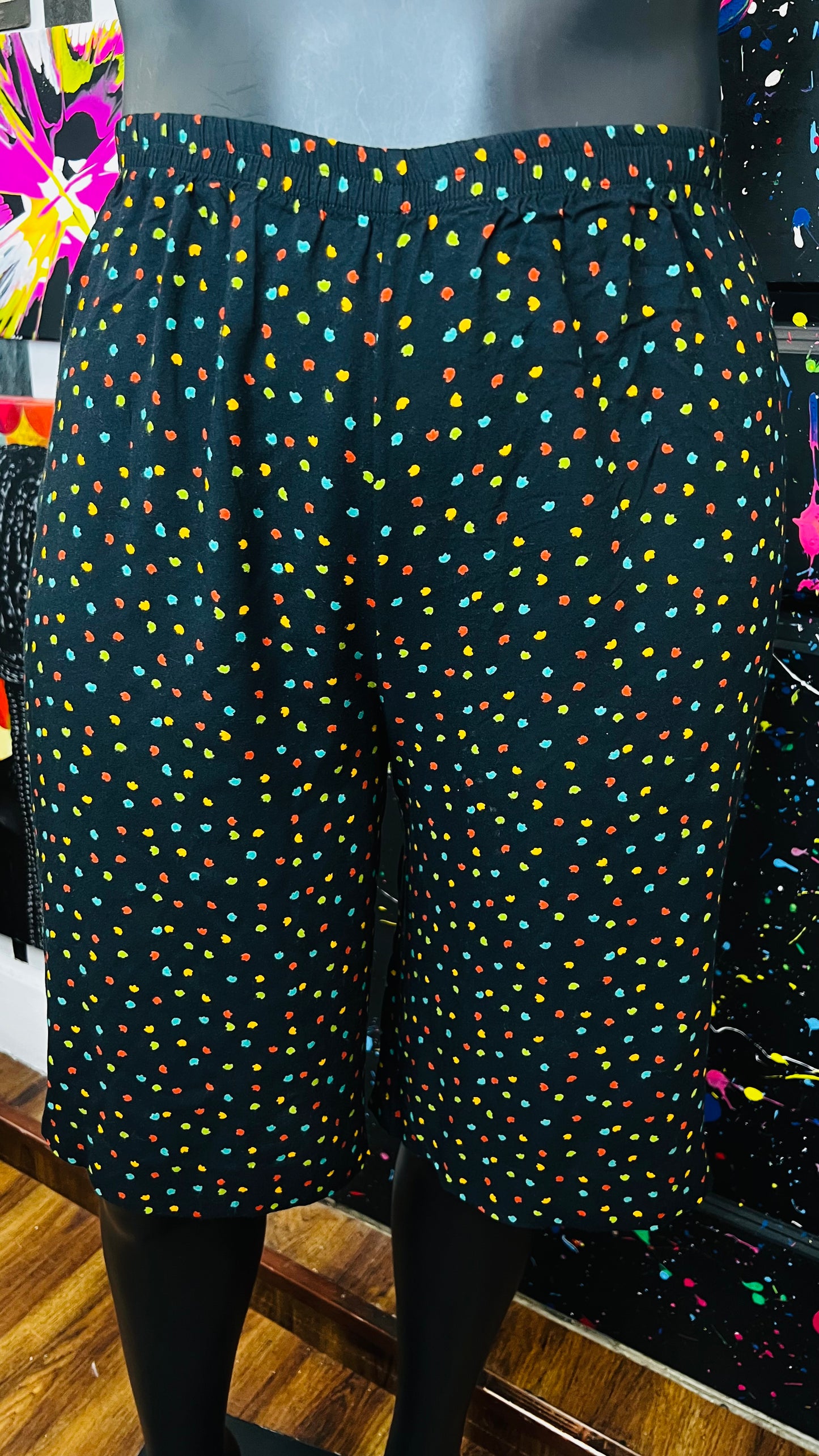 Vintage Rayon Color block Speckle Shorts (24)