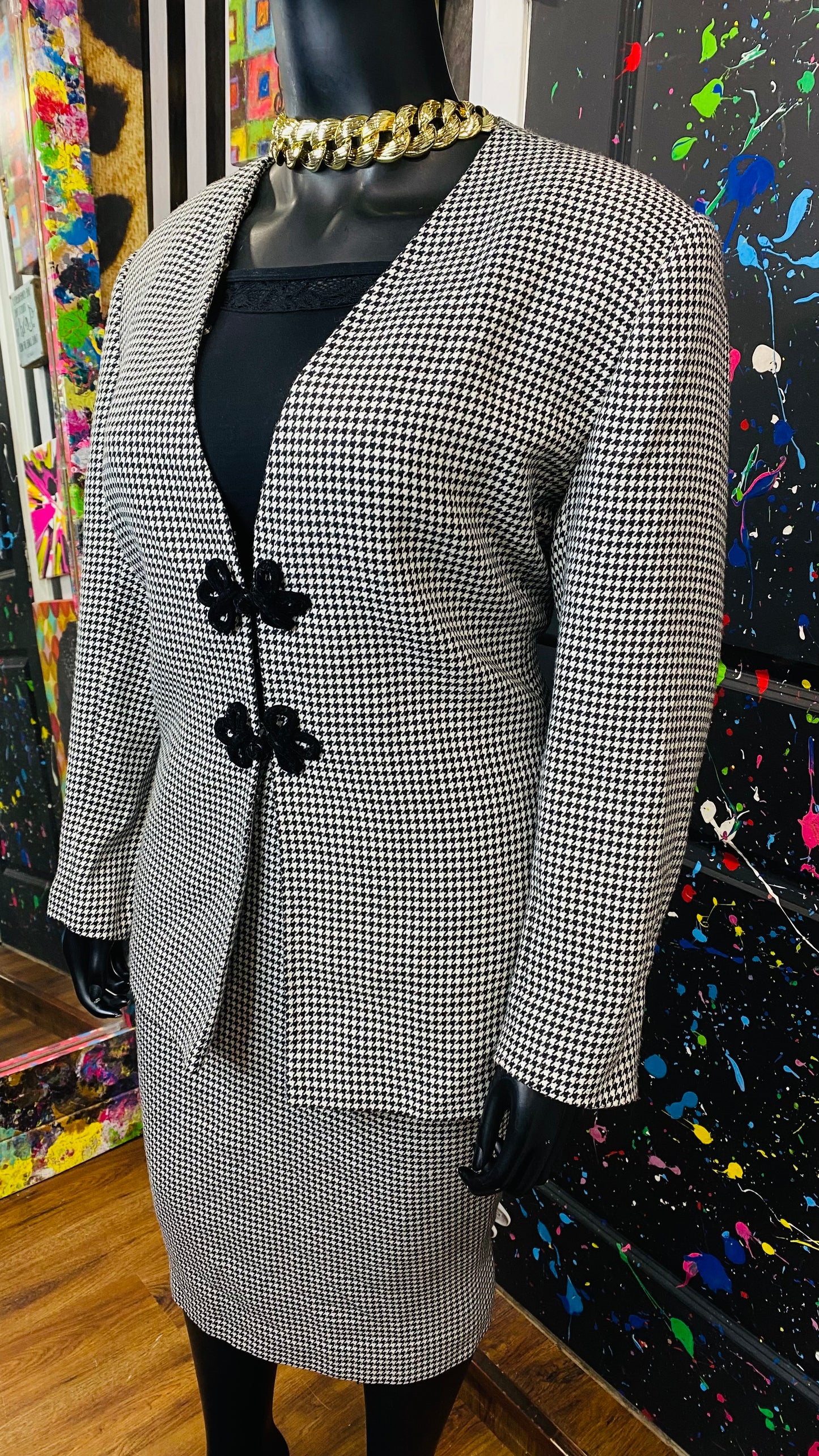 Vintage Houndstooth Skirt Set (22W)