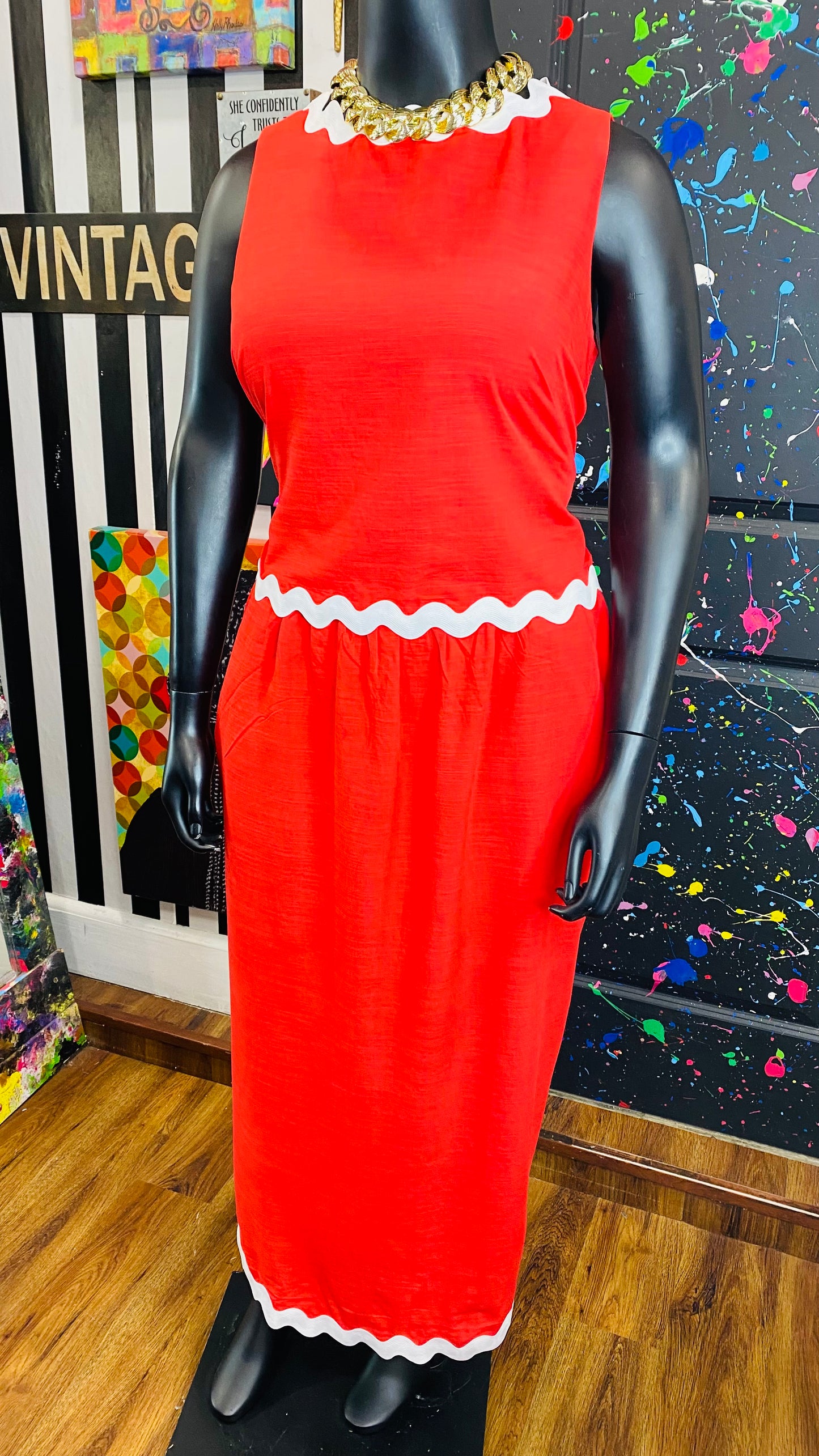 Red & White Skirt Set (14)