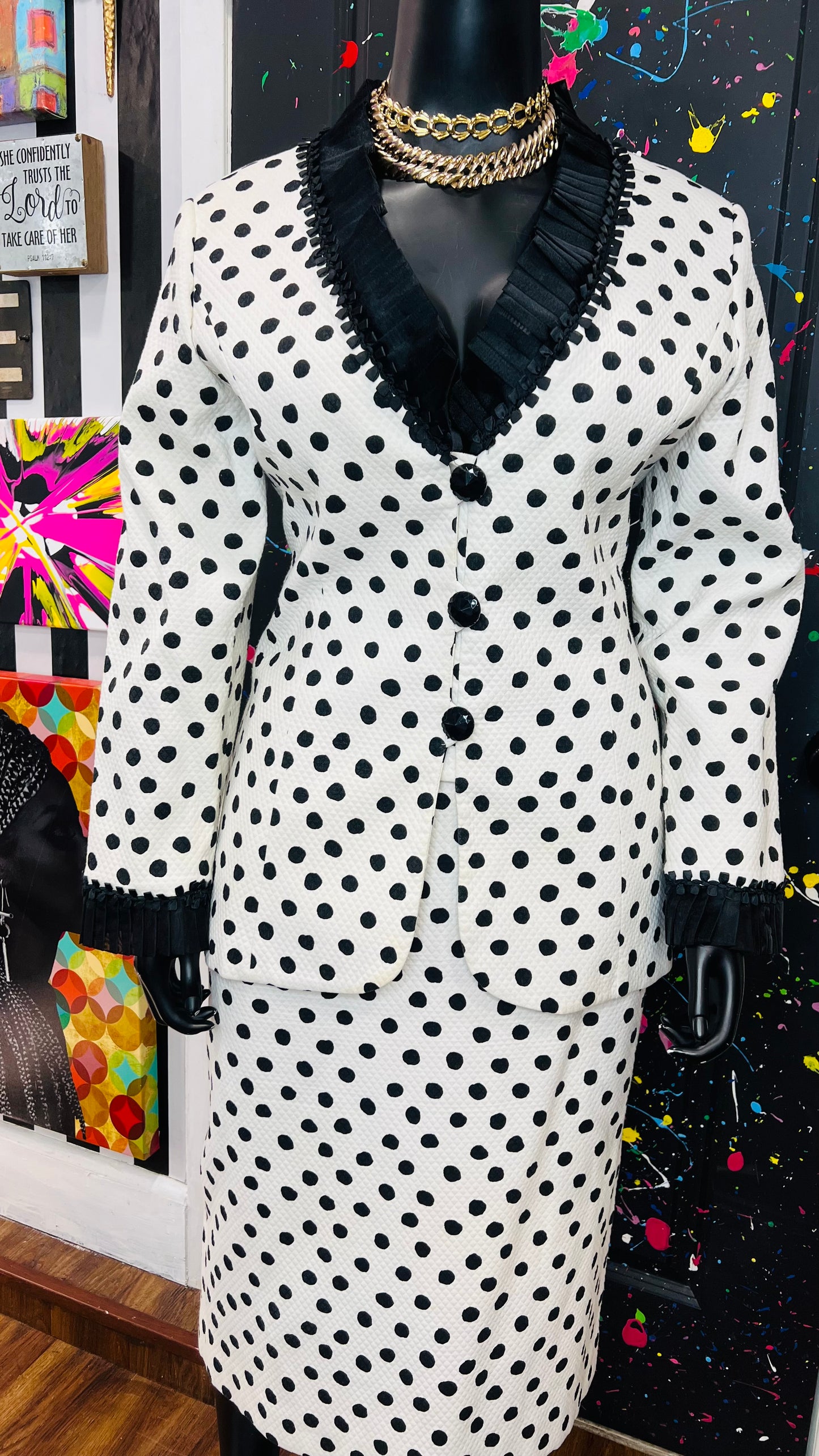 Vintage Lily & Taylor Polka Quilted Dot Suit (18)