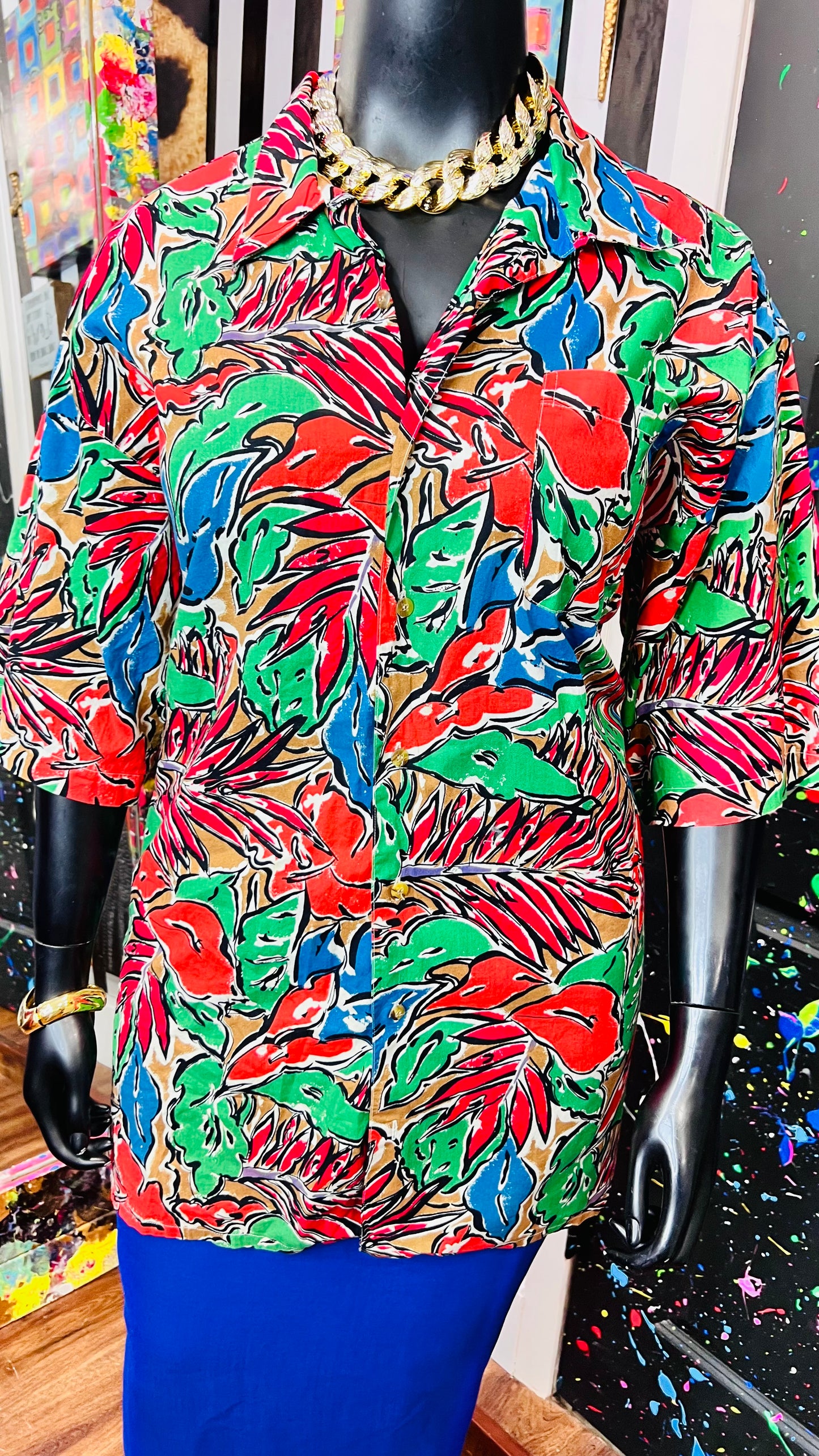 Vintage 80’s Bold Floral Blouse (22)