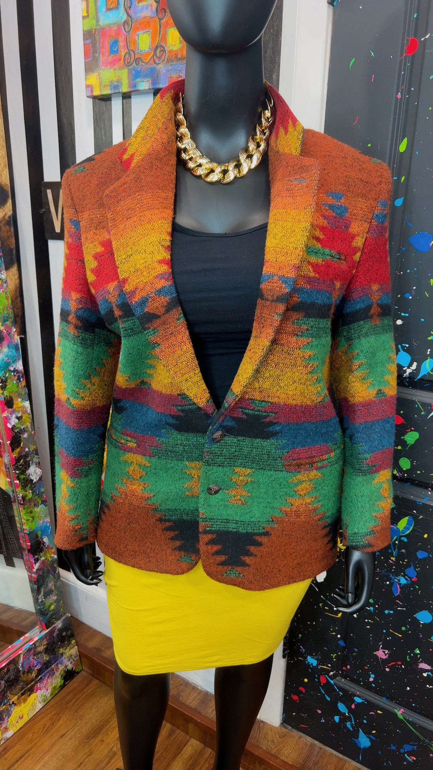 Vintage Tribal Print Western Blazer (12/14)