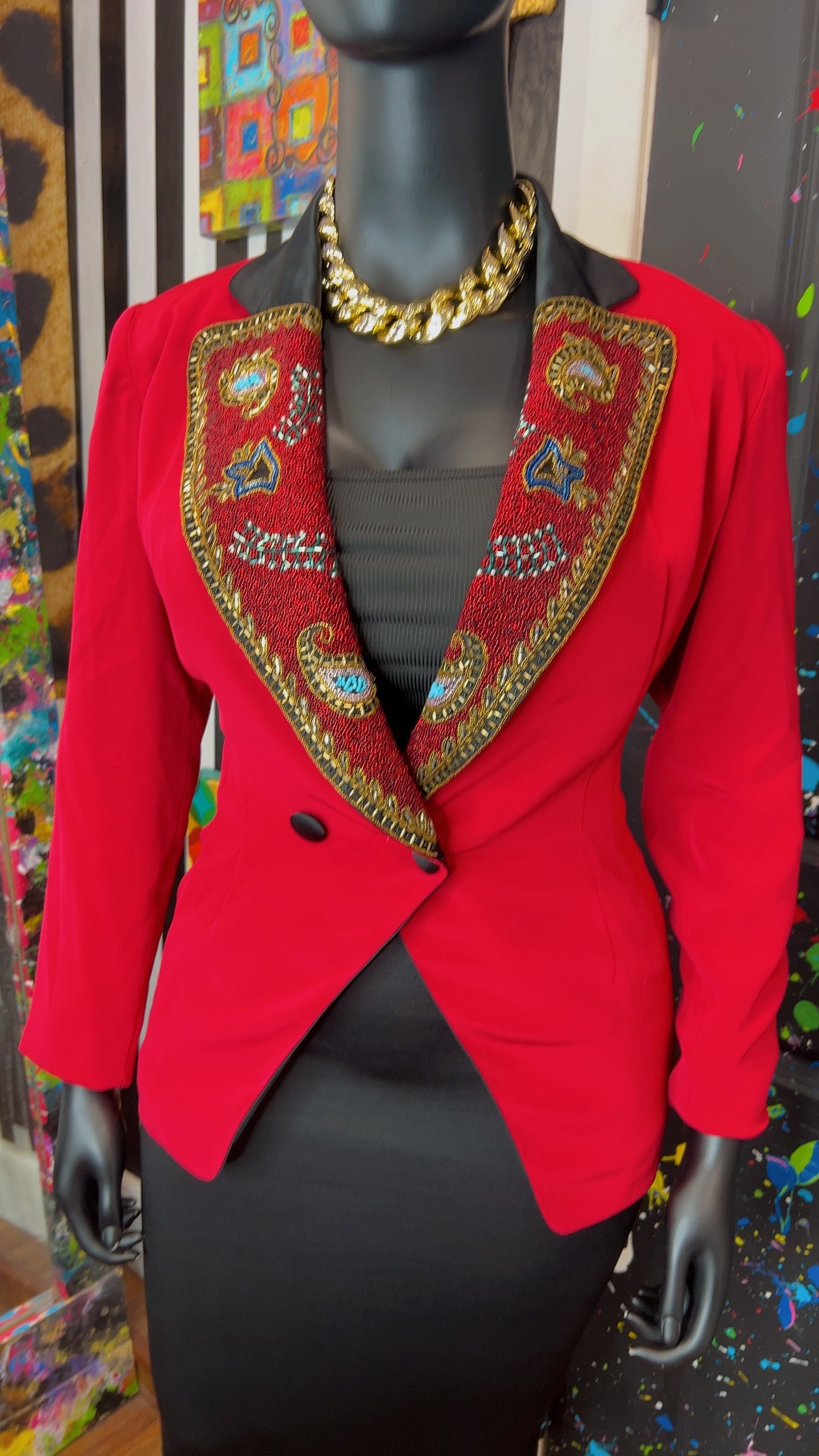 Vintage Fabrice Silhouette Sequin Blazer (12)